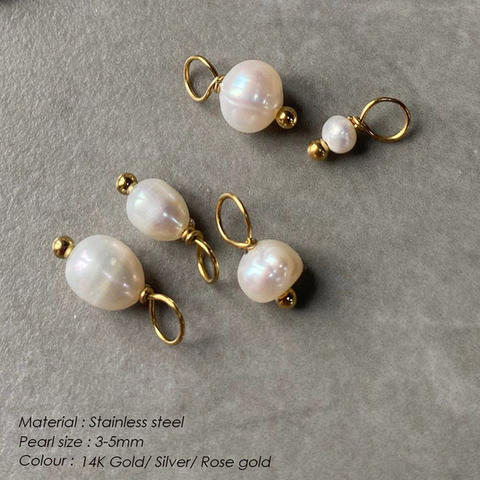 Image de Breloques en 316 Acier Inoxydable Baroque Irrégulier Coquillage Imitation Perle 3mm-5mm , 2 Pcs