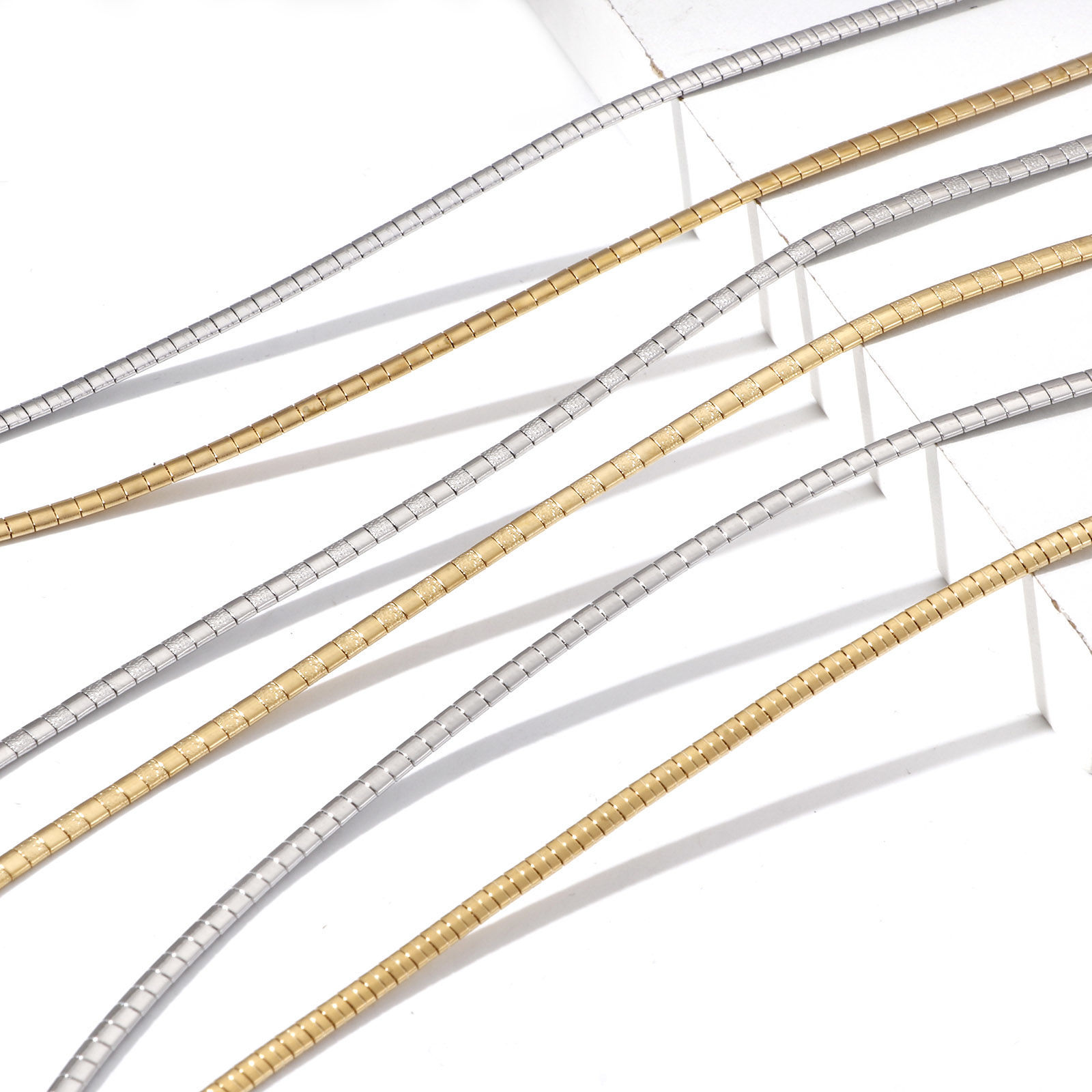 Picture of 304 Stainless Steel Omega Chain Collar Neck Ring Necklace 45.5cm(17 7/8") long