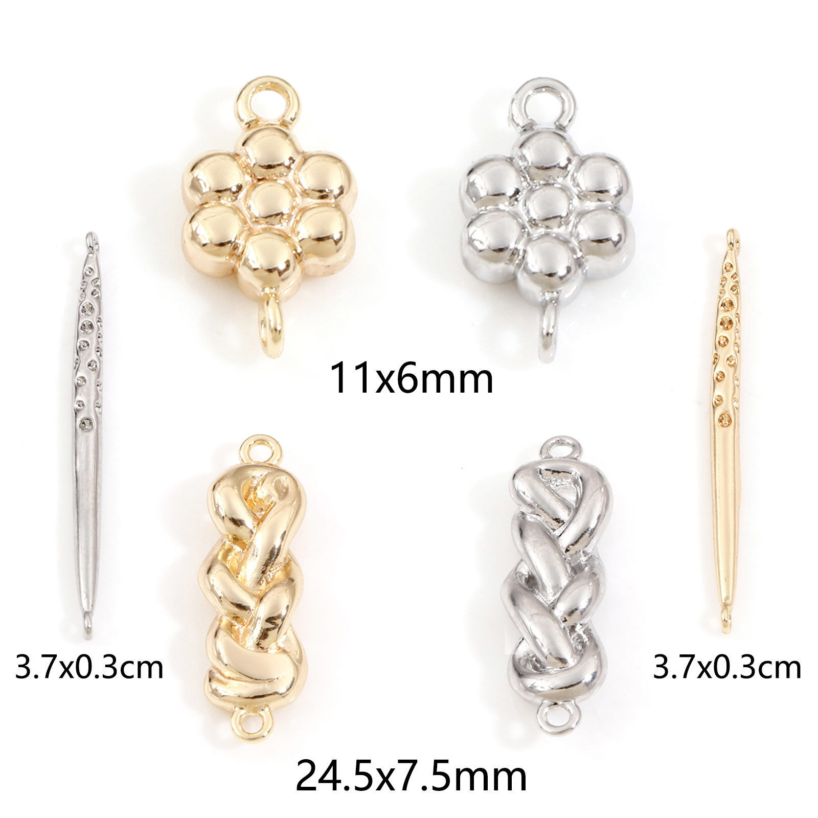 Immagine di Ottone Pendenti Charms Connettori Accessori Vero Oro Placcato 2 Pz