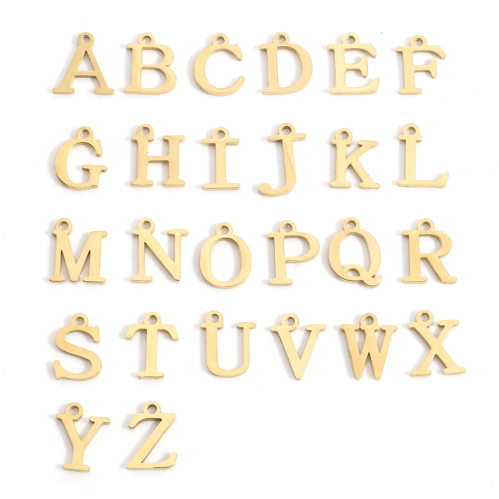 Immagine di 304 Acciaio Inossidabile Charms Lettera Oro Placcato Messaggio " A-Z " 3 Pz