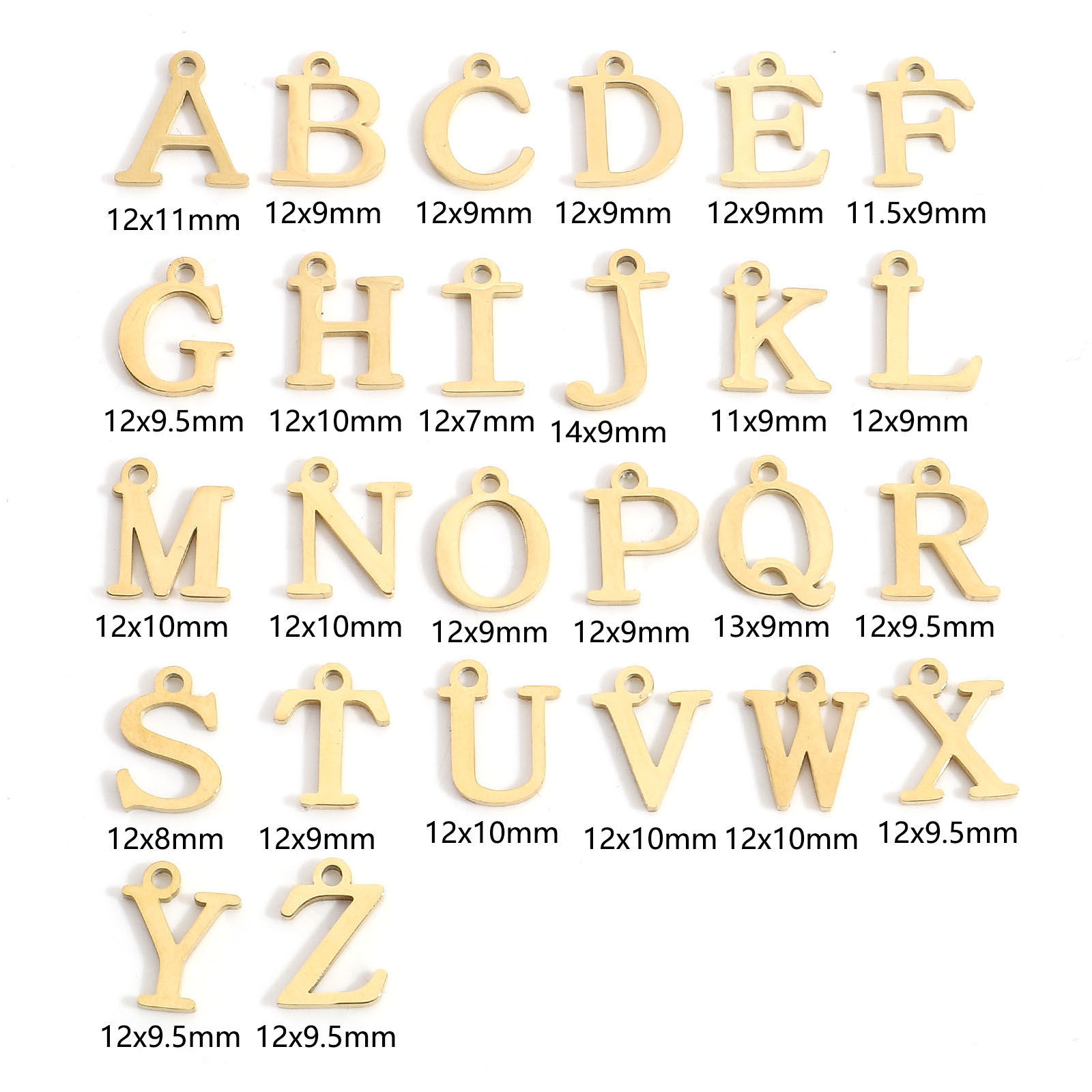 Immagine di 304 Acciaio Inossidabile Charms Lettera Oro Placcato Messaggio " A-Z " 3 Pz