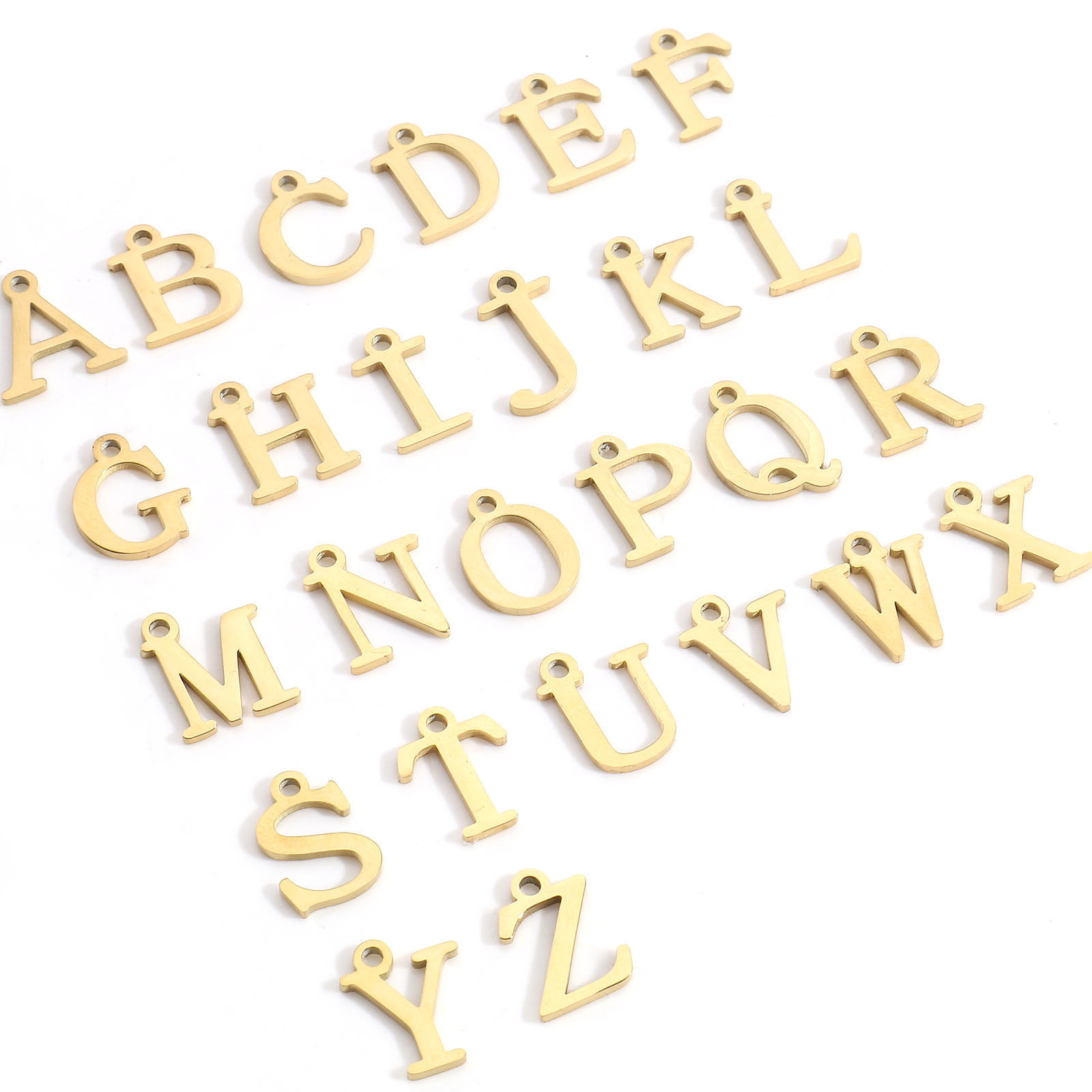 Immagine di 304 Acciaio Inossidabile Charms Lettera Oro Placcato Messaggio " A-Z " 3 Pz