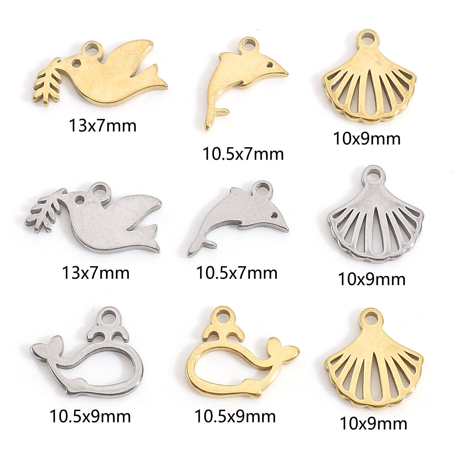 Picture of 201 Stainless Steel Charms Pigeon Animal Shell Hollow
