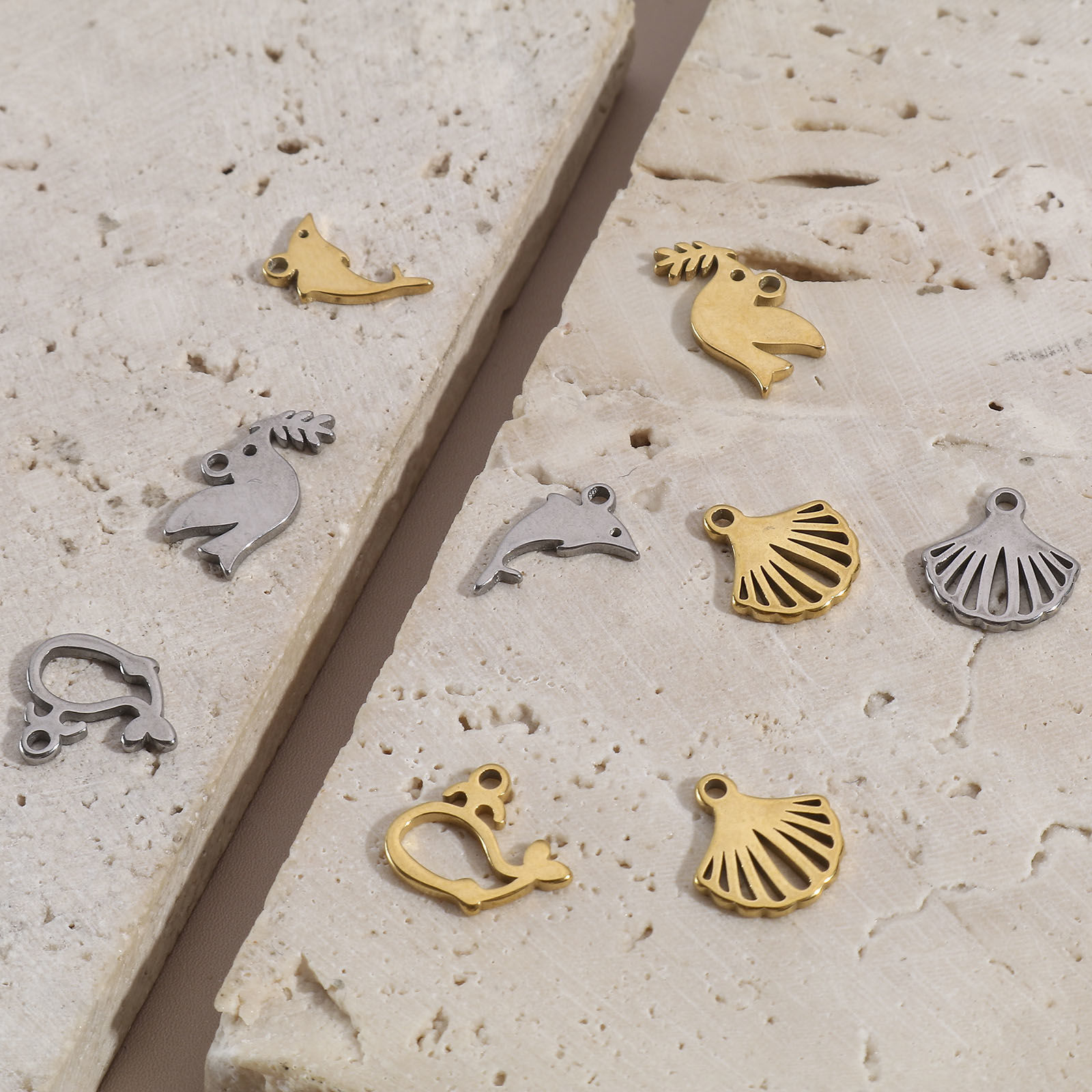 Picture of 201 Stainless Steel Charms Pigeon Animal Shell Hollow