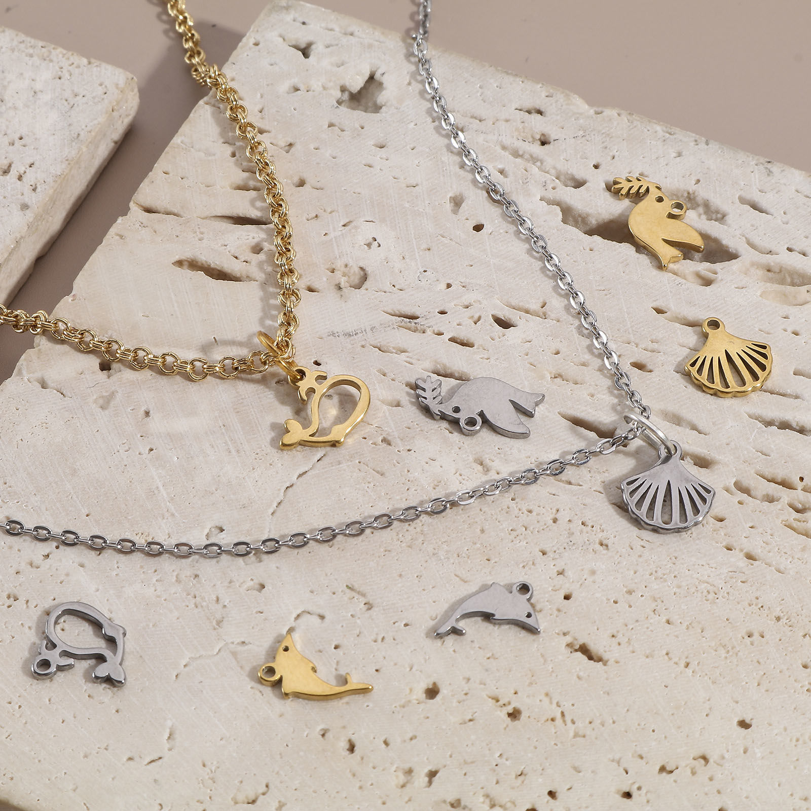 Picture of 201 Stainless Steel Charms Pigeon Animal Shell Hollow