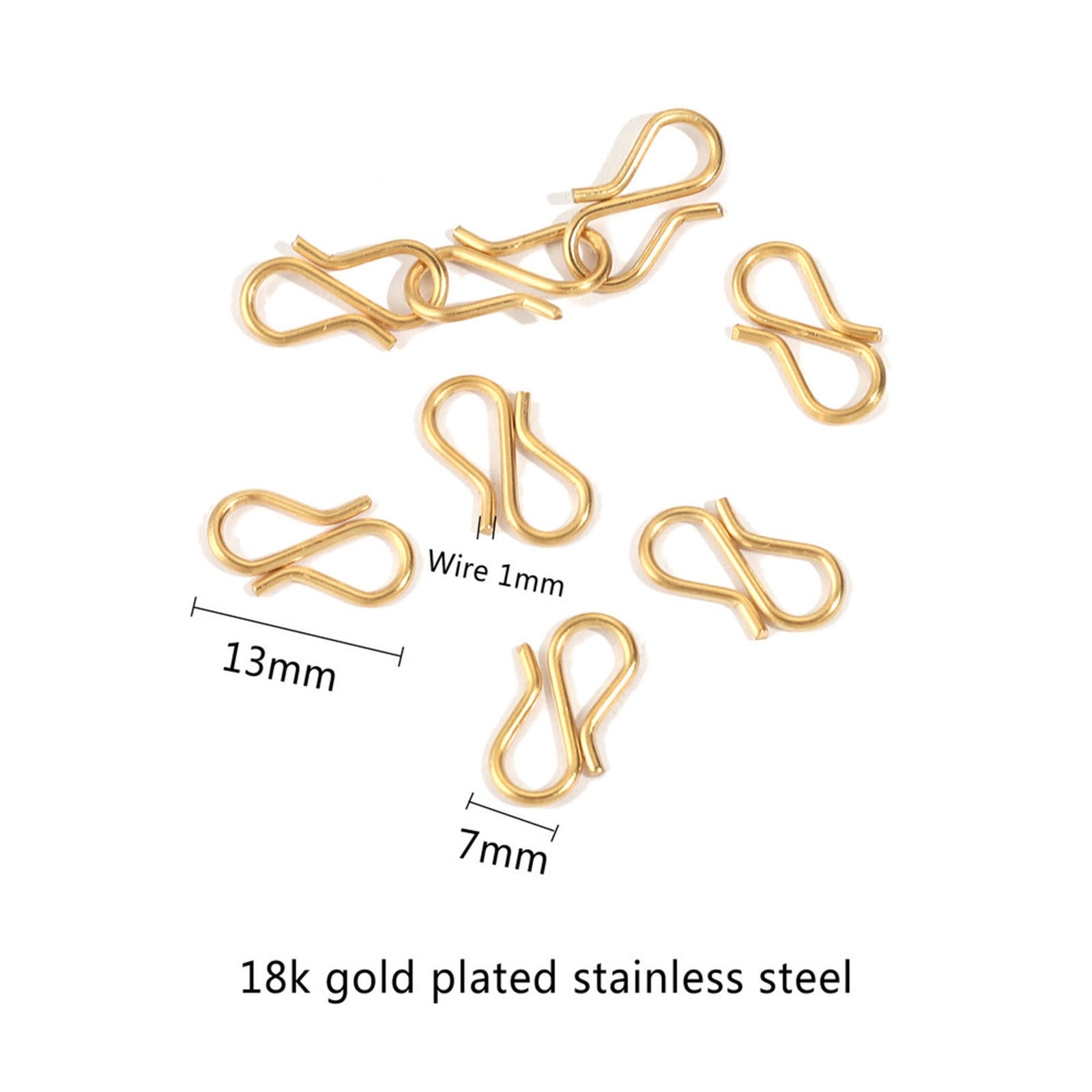 Picture of 304 Stainless Steel S Shaped Snap Hook Buckle Clip 13mm x 7mm