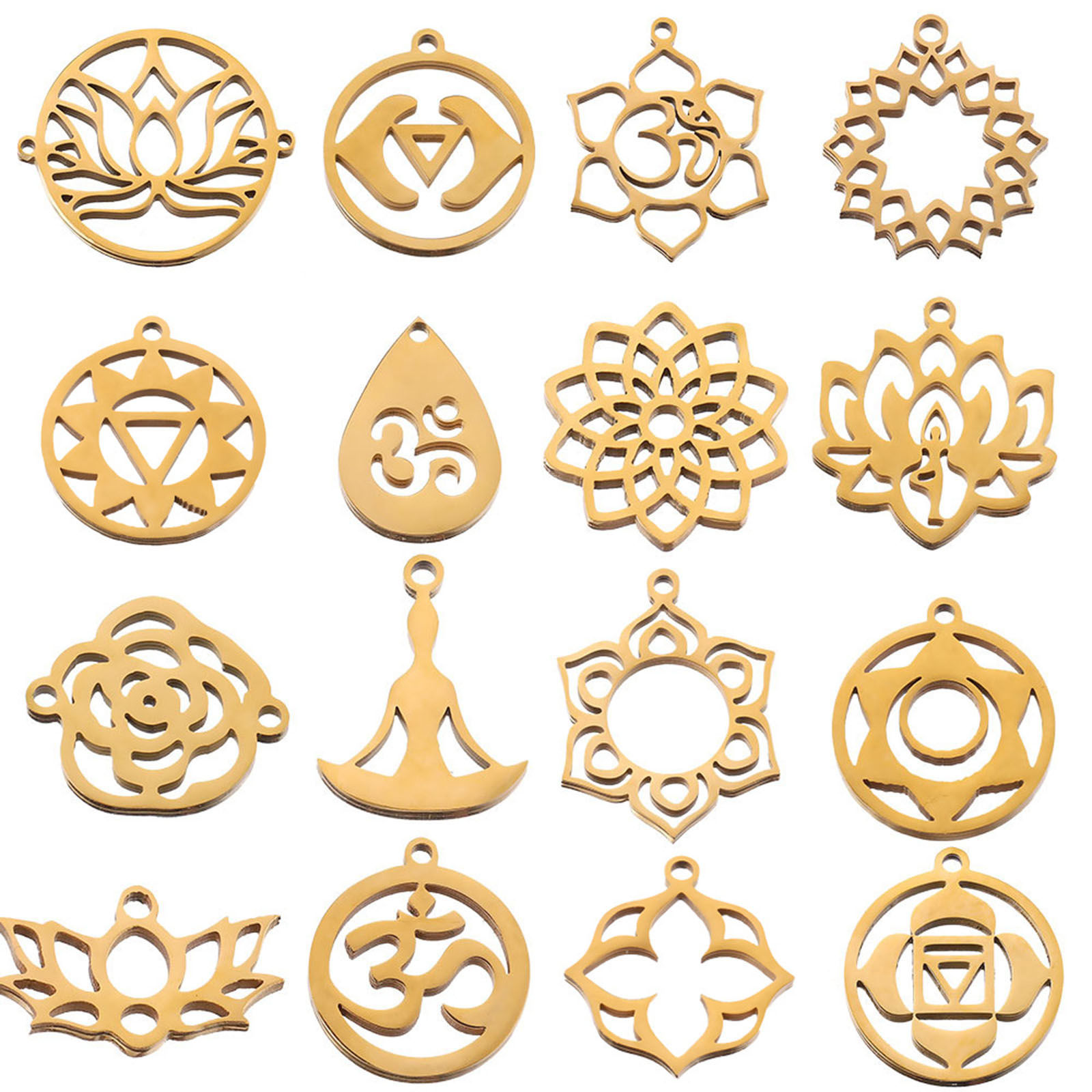 Bild von 304 Edelstahl Religiös Charms Yoga Hohl 2 Stück