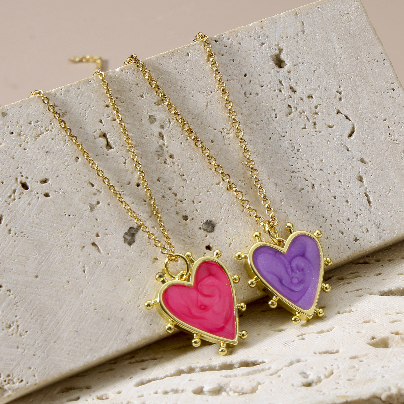 Picture of Brass Valentine's Day Charms 18K Real Gold Plated Multicolor Pearlized Heart Enamel 19mm x 18mm