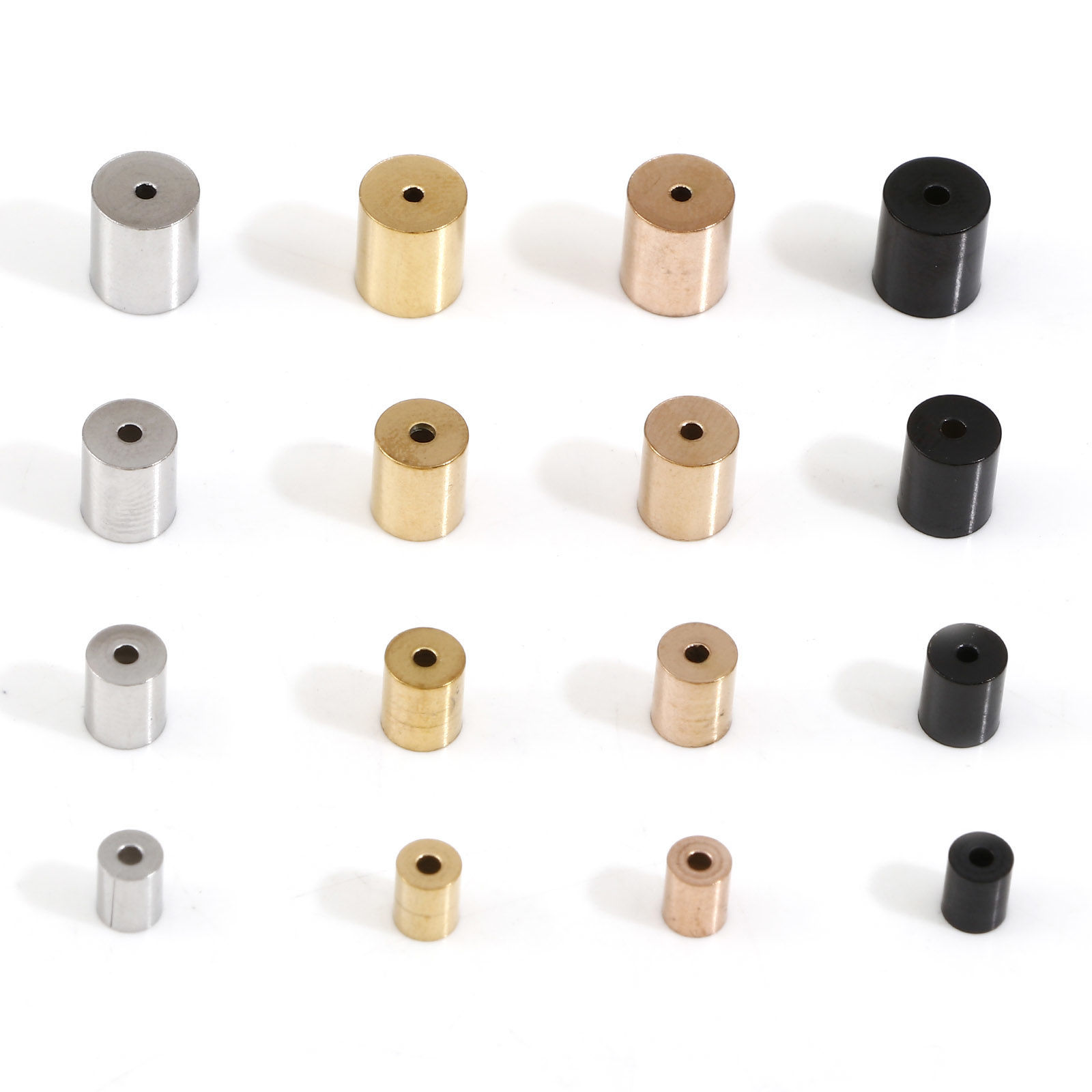Picture of 304 Stainless Steel Cord End Caps For Necklace Bracelet Jewelry Making Cylinder