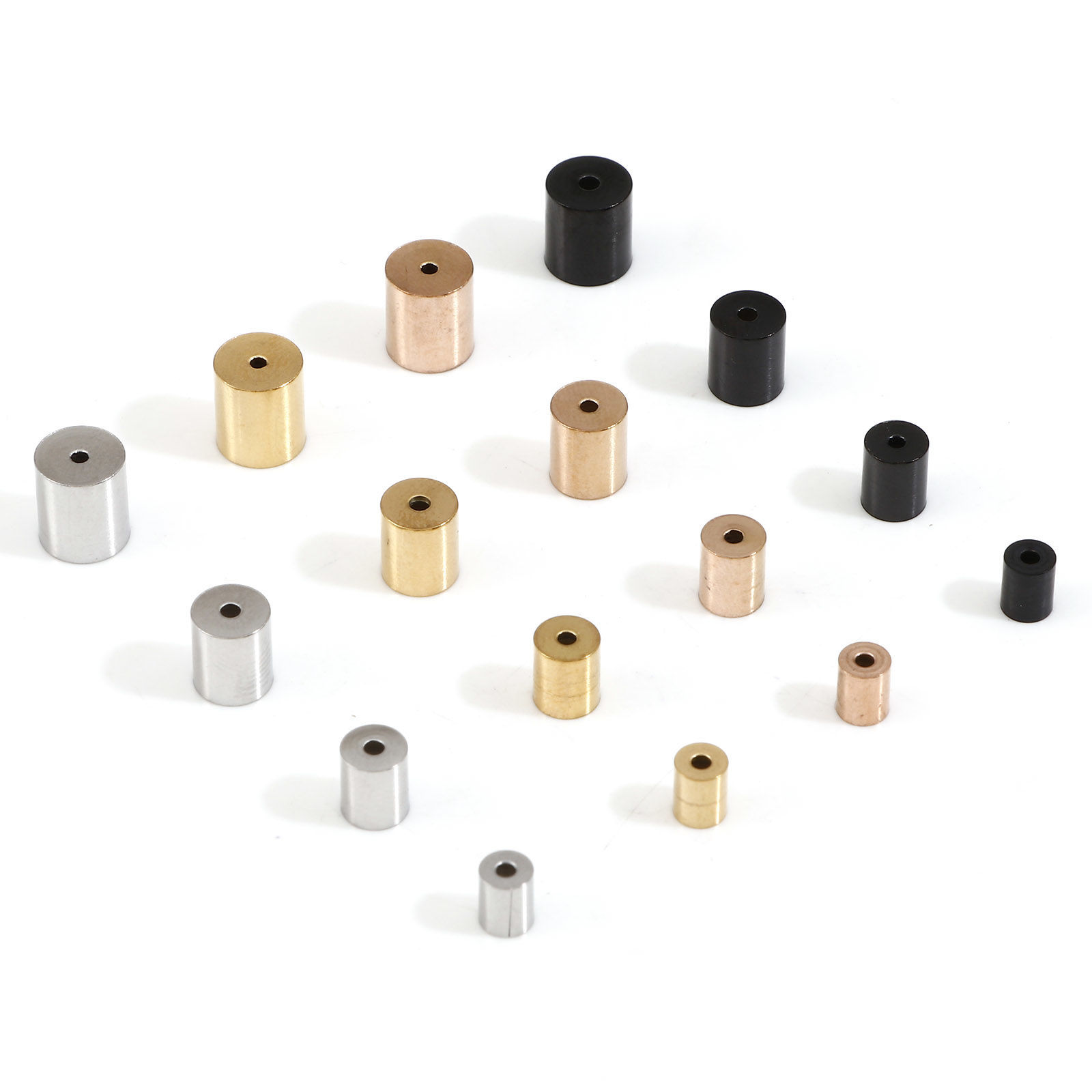 Picture of 304 Stainless Steel Cord End Caps For Necklace Bracelet Jewelry Making Cylinder