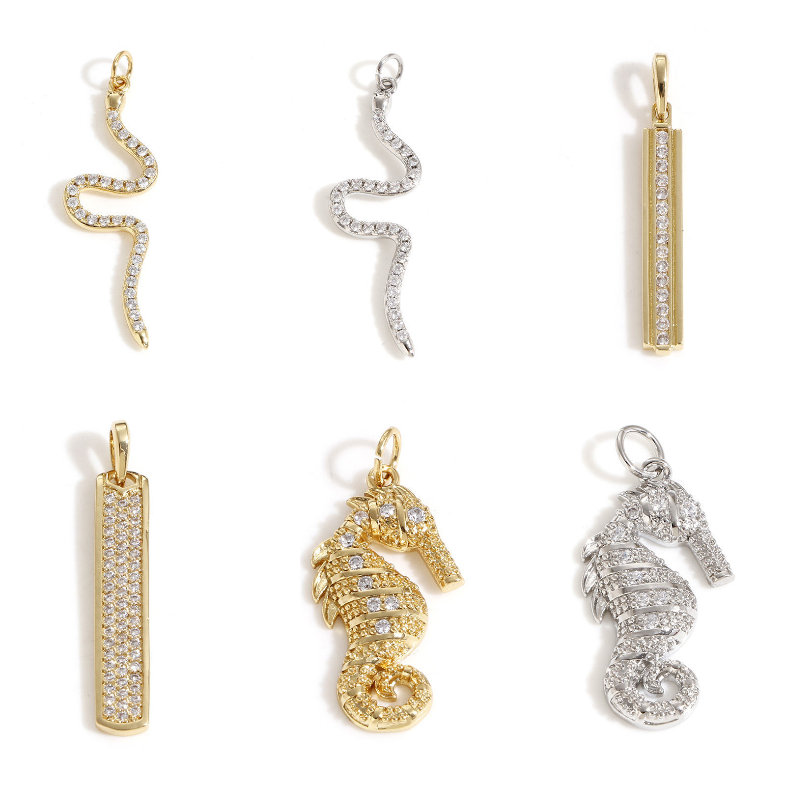 Immagine di 1 Pz Ottone Ciondoli Pendenti Animale 18K Vero Oro Placcato Rettangolo Micro Spianare