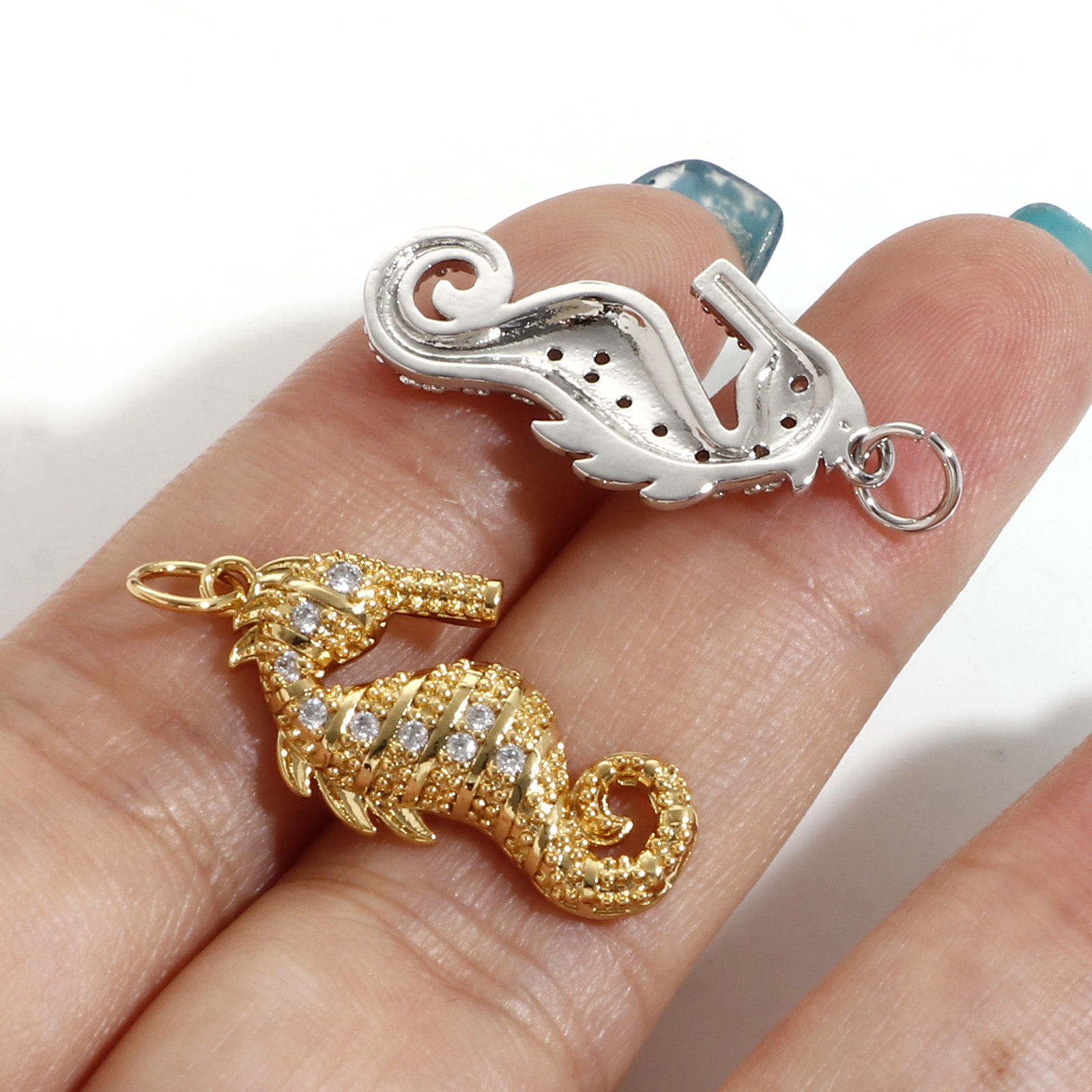 Immagine di 1 Pz Ottone Ciondoli Pendenti Animale 18K Vero Oro Placcato Rettangolo Micro Spianare