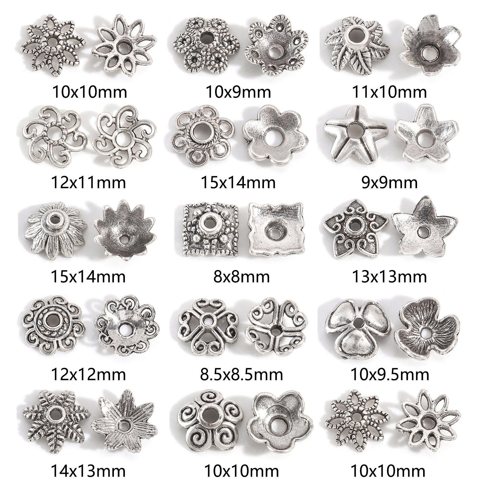 Изображение Цинковый Сплав Шапочки Для Бусин Цветы Античное Серебро 20 ШТ
