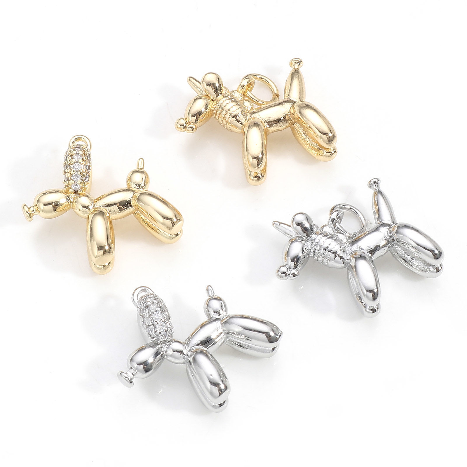 Picture of Brass Charms Real Gold Plated Balloon Dog 3D 17mm x 16mm
