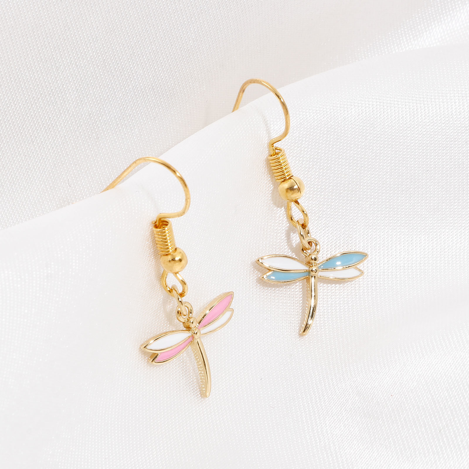 Picture of Brass Insect Charms 18K Real Gold Plated Multicolor Dragonfly Animal Enamel 15mm x 15mm