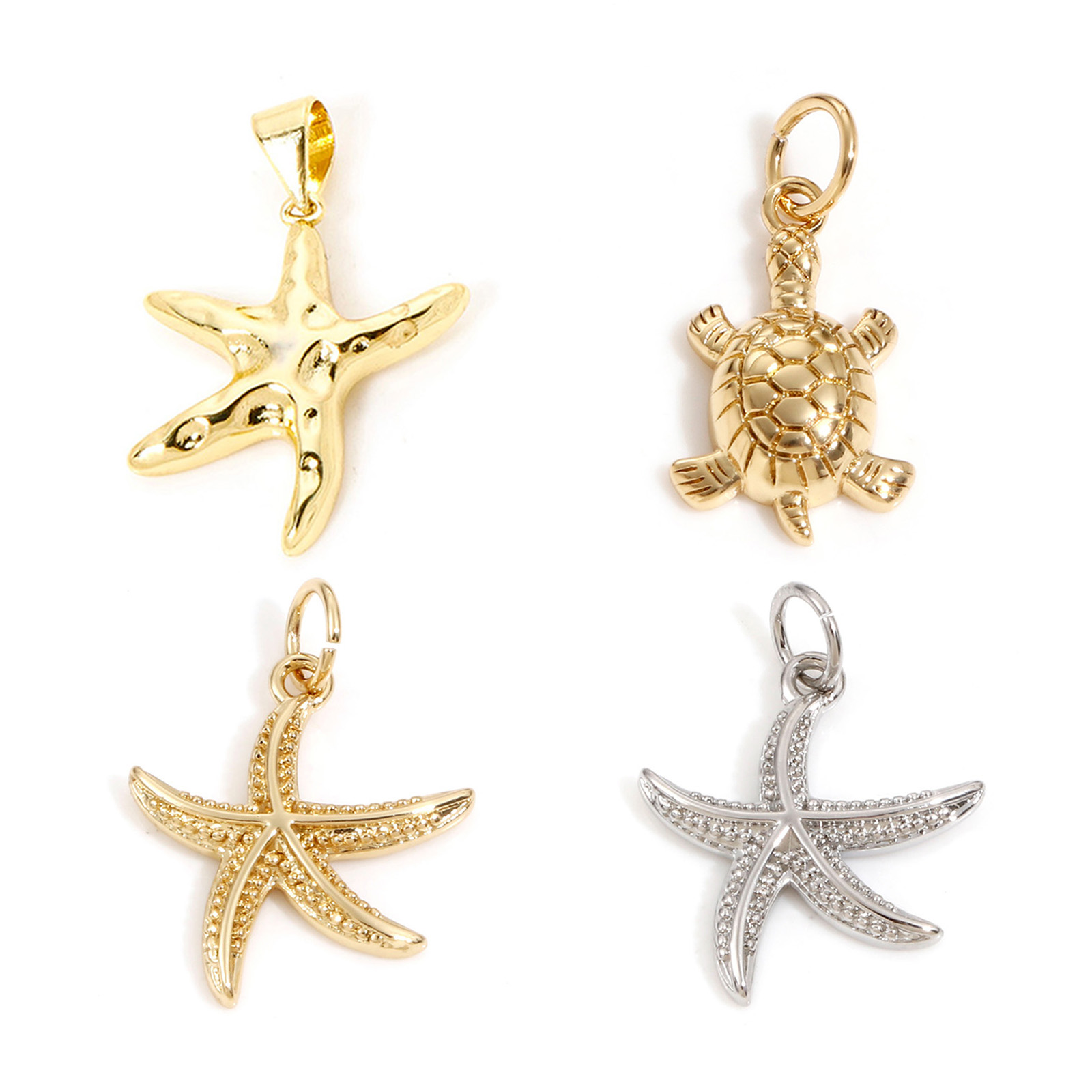 Picture of Brass Ocean Jewelry Charms Real Gold Plated Star Fish 21mm x 15mm
