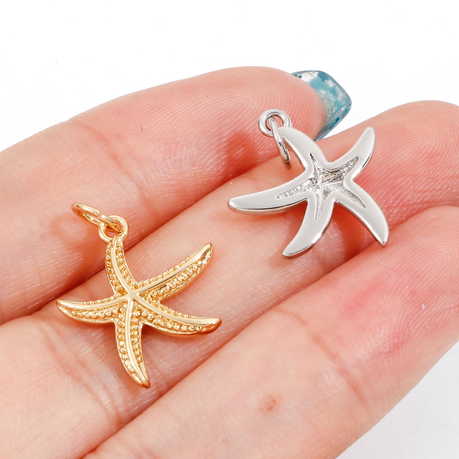 Picture of Brass Ocean Jewelry Charms Real Gold Plated Star Fish 21mm x 15mm