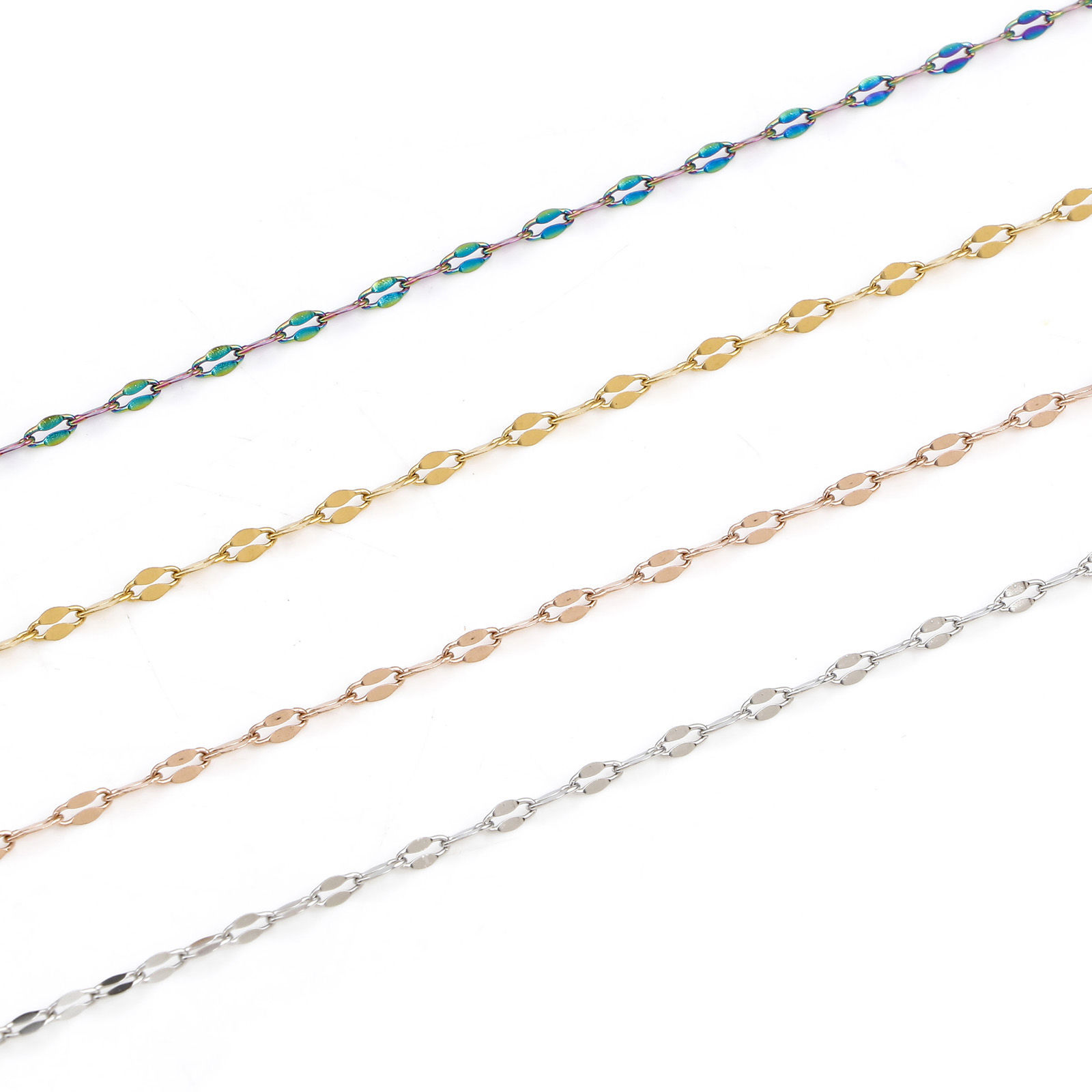 Picture of 304 Stainless Steel Lips Chain Necklace For DIY Jewelry Making 40cm(15 6/8") long