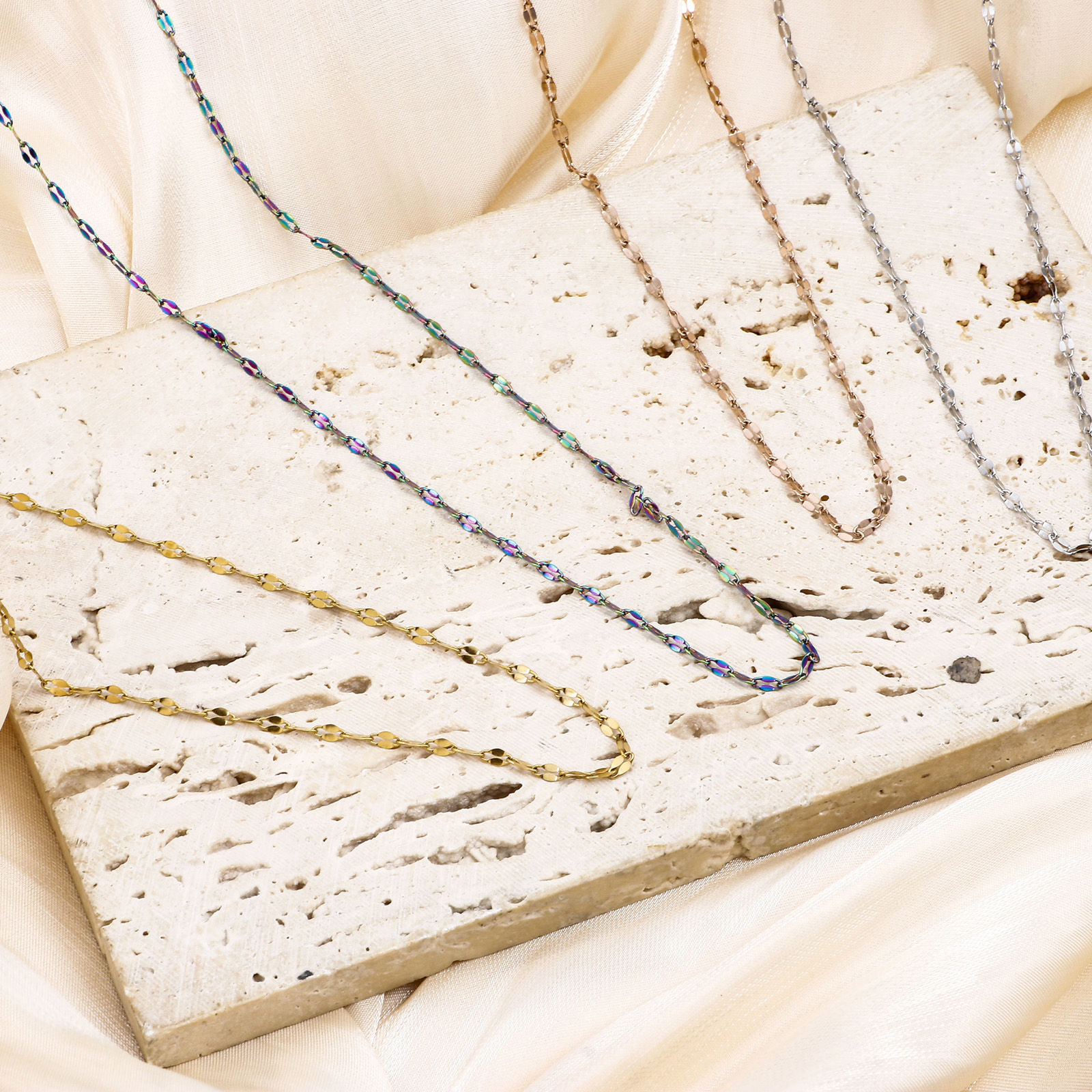 Picture of 304 Stainless Steel Lips Chain Necklace For DIY Jewelry Making 40cm(15 6/8") long