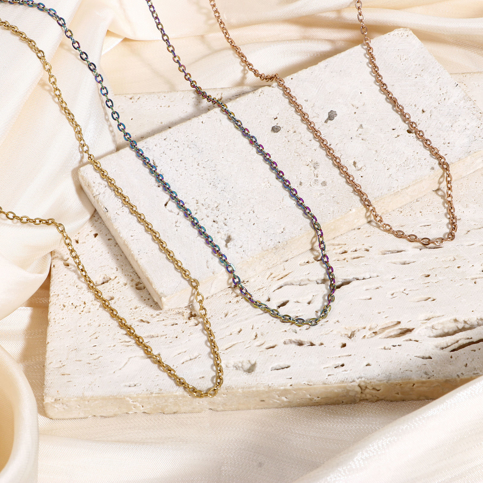 Picture of 304 Stainless Steel Link Cable Chain Necklace For DIY Jewelry Making 40cm(15 6/8") long