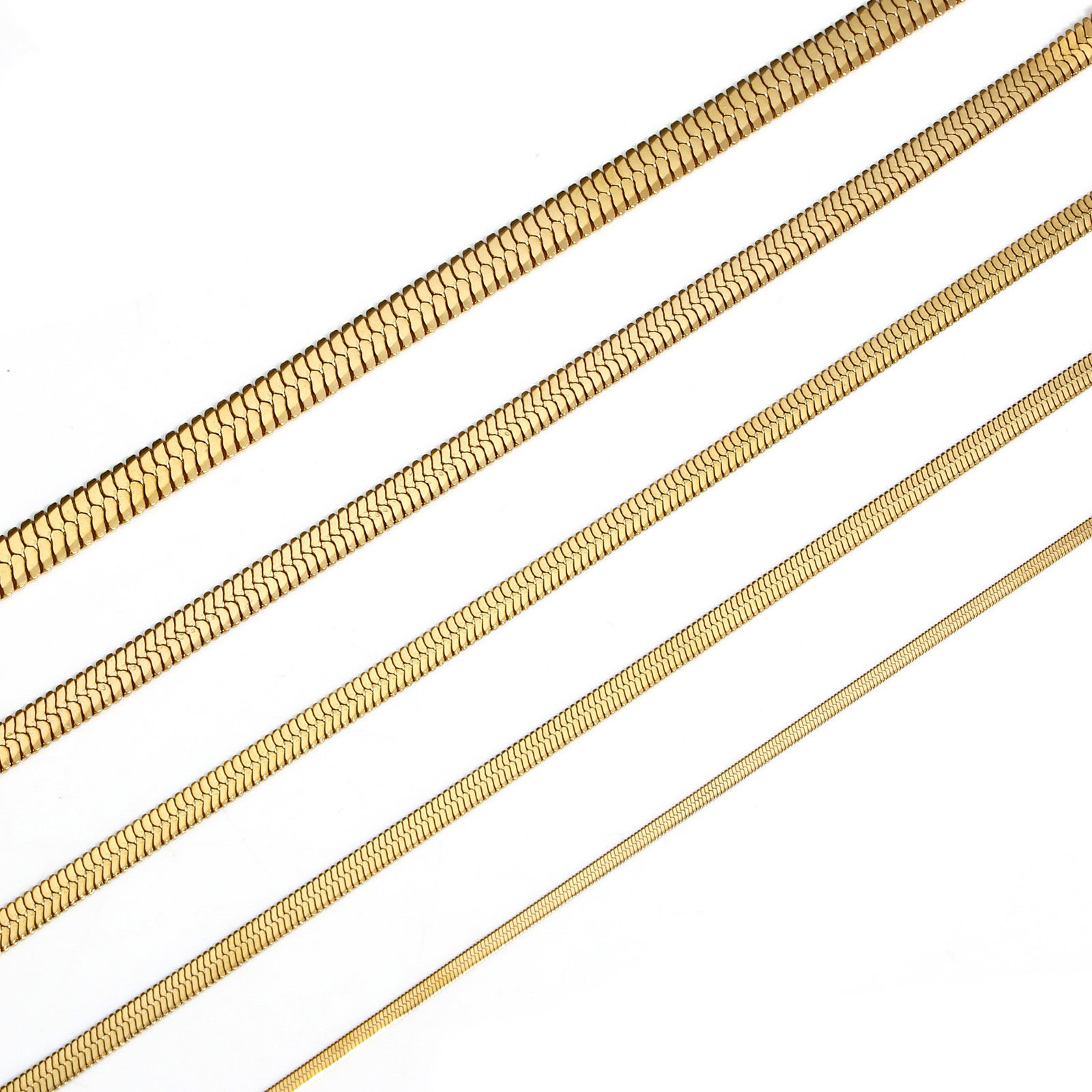 Picture of 304 Stainless Steel Snake Chain Bracelets Gold Plated With Lobster Claw Clasp And Extender Chain