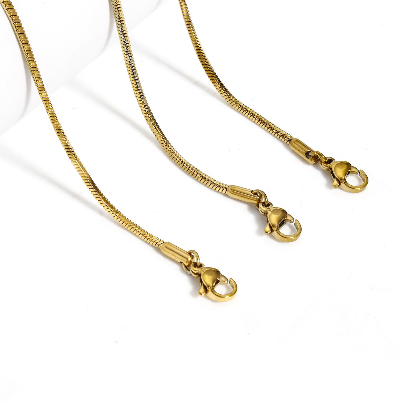 Picture of 304 Stainless Steel Snake Chain Necklace For DIY Jewelry Making Gold Plated Chain Size: 1.5mm