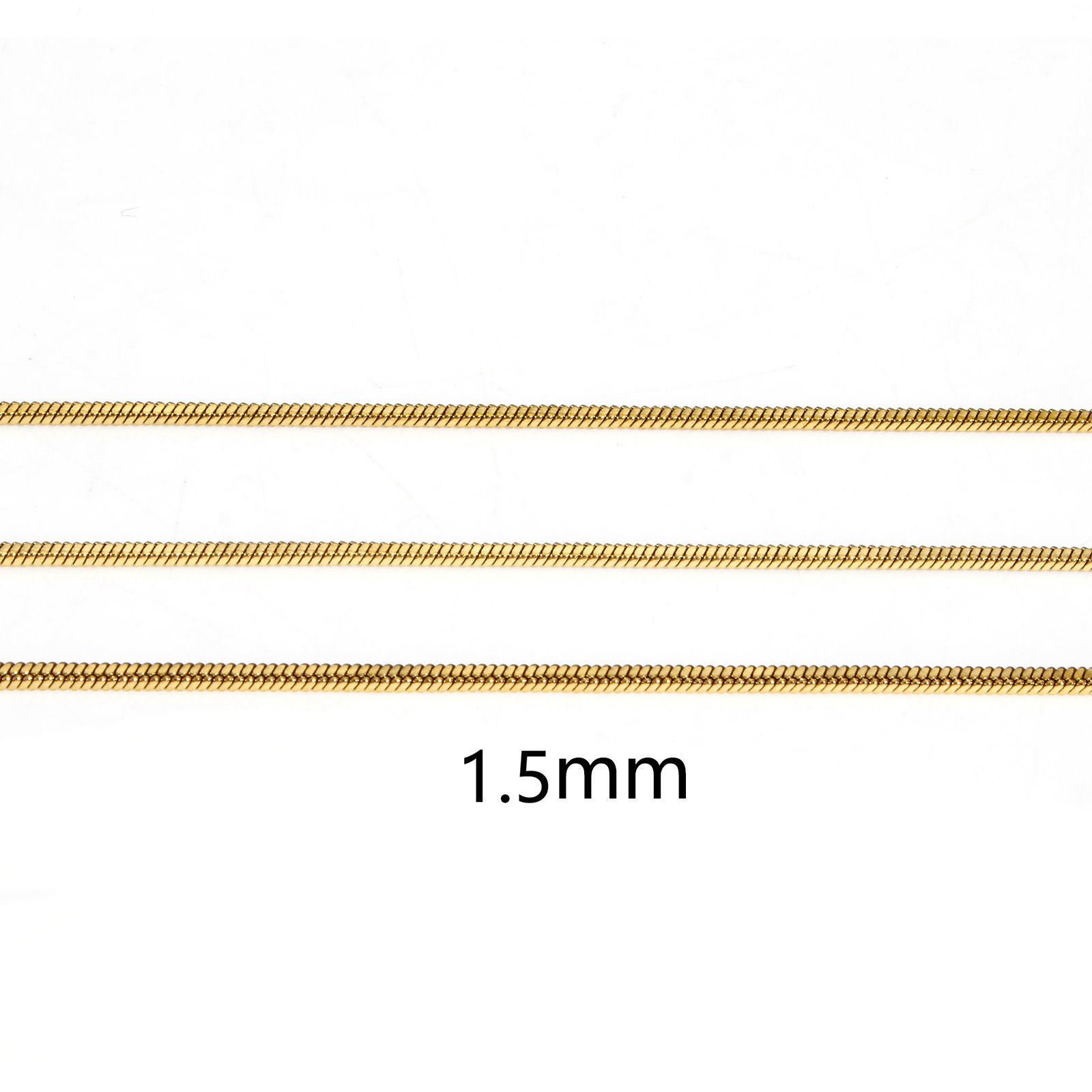 Picture of 304 Stainless Steel Snake Chain Necklace For DIY Jewelry Making Gold Plated Chain Size: 1.5mm