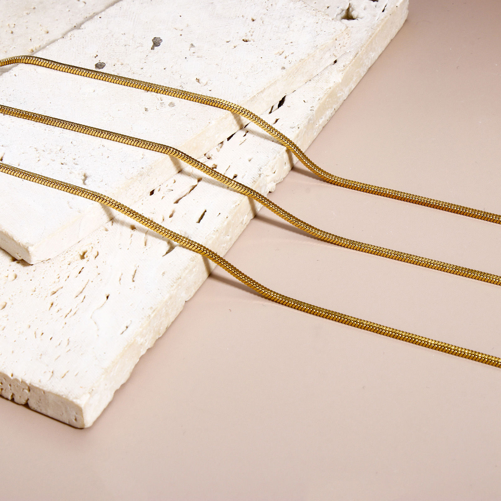 Picture of 304 Stainless Steel Snake Chain Necklace For DIY Jewelry Making Gold Plated Chain Size: 1.5mm