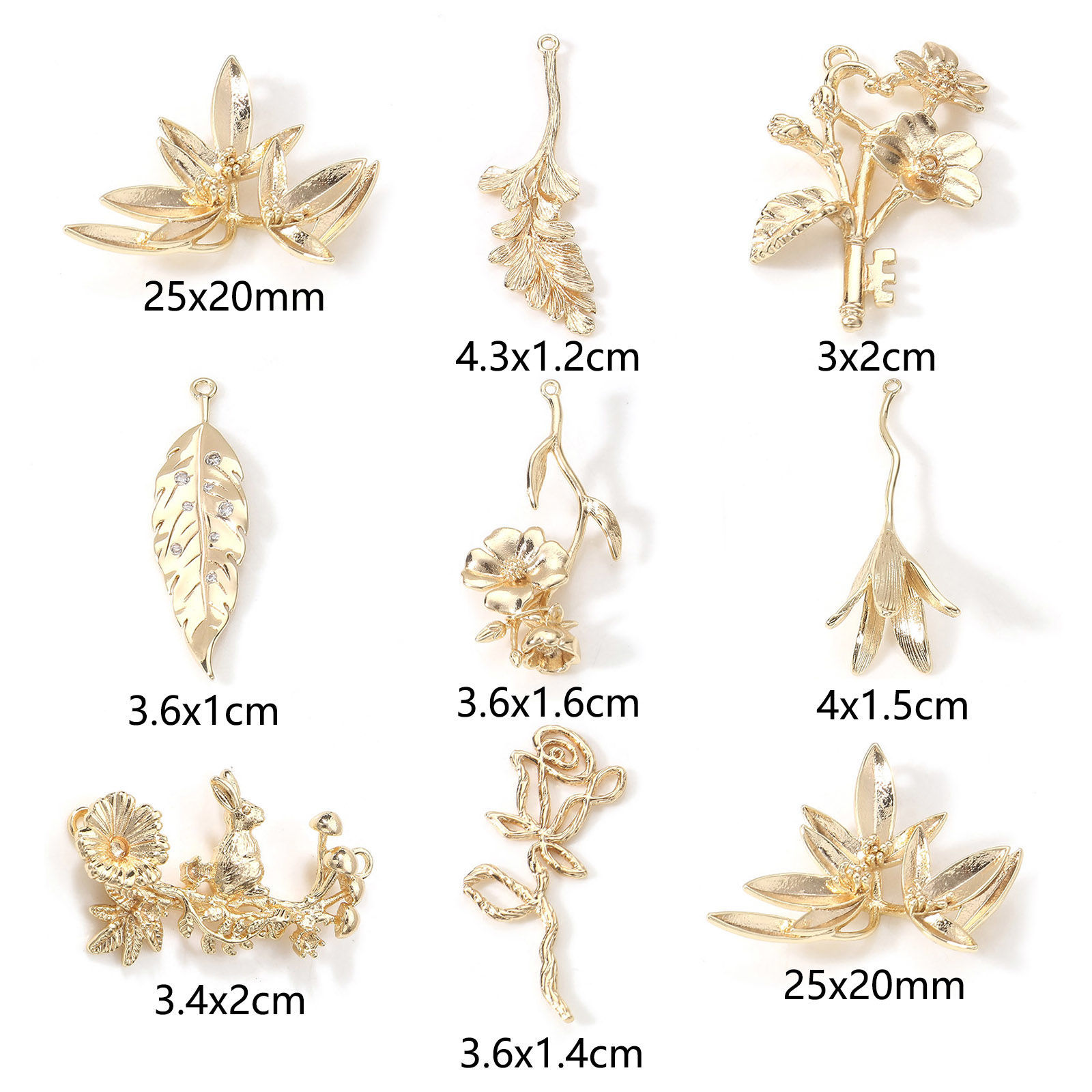 Picture of Brass Pendants 18K Real Gold Plated Flower Leaf 3D