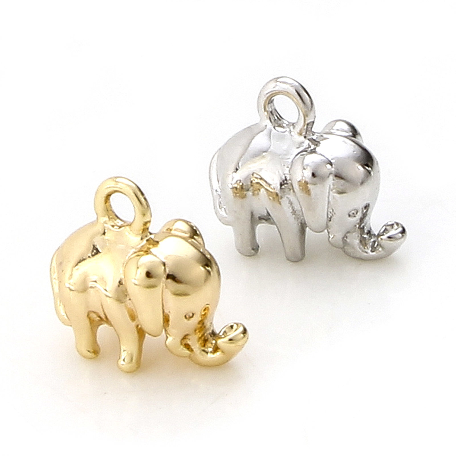 Picture of Brass Charms Real Gold Plated Elephant Animal 3D 10mm x 8.5mm
