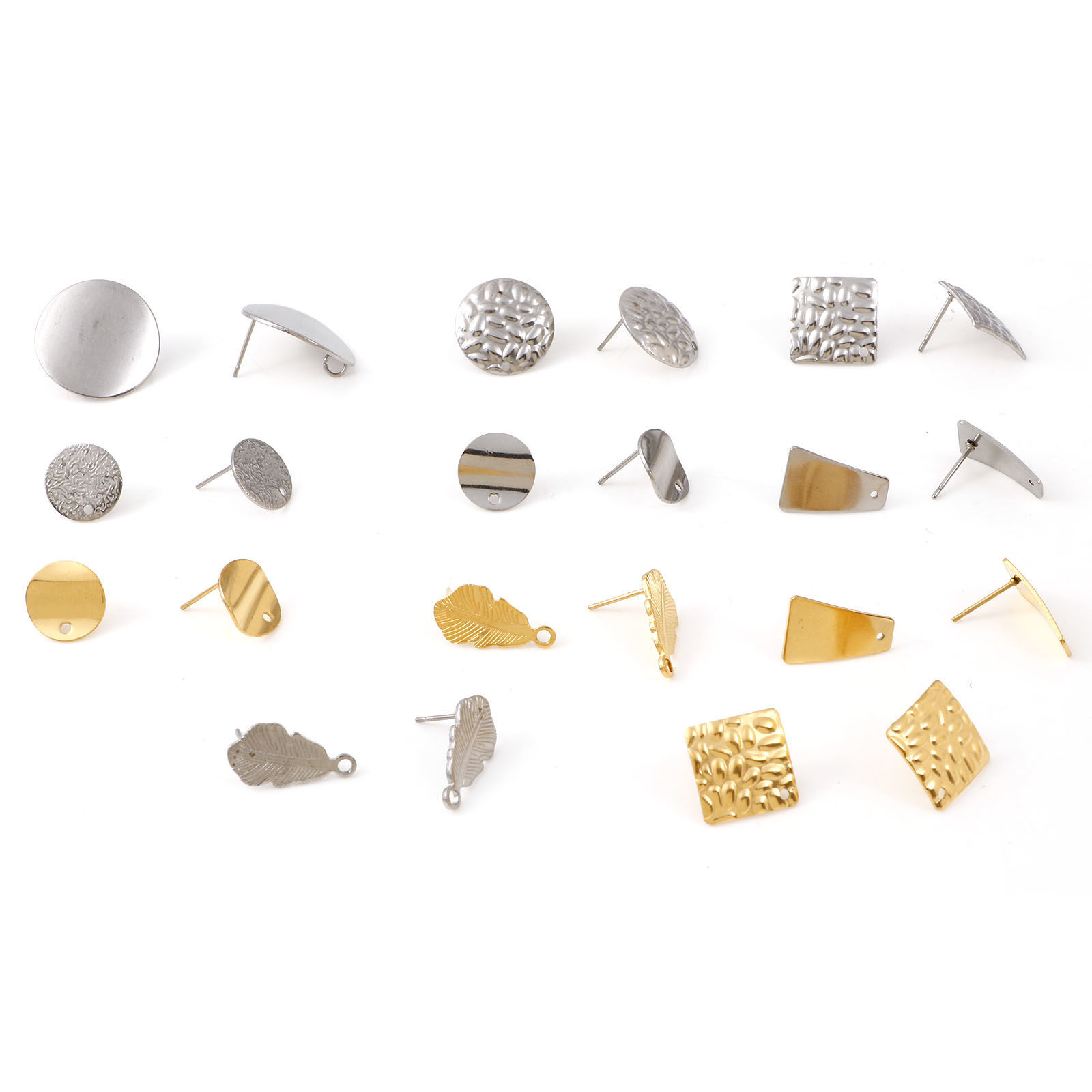 Picture of 304 Stainless Steel Ear Post Stud Earring With Loop Connector Accessories Geometric