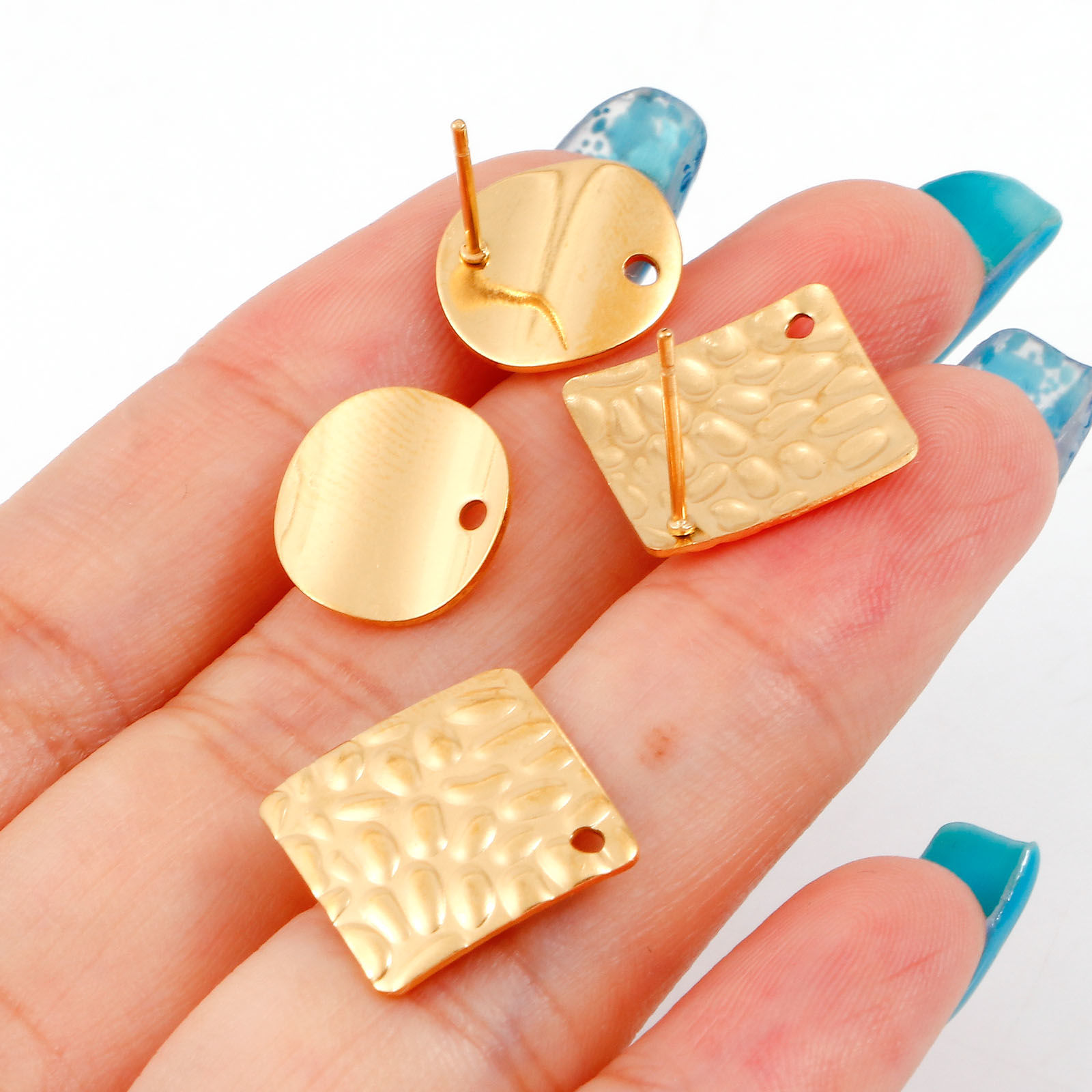 Picture of 304 Stainless Steel Ear Post Stud Earring With Loop Connector Accessories Geometric