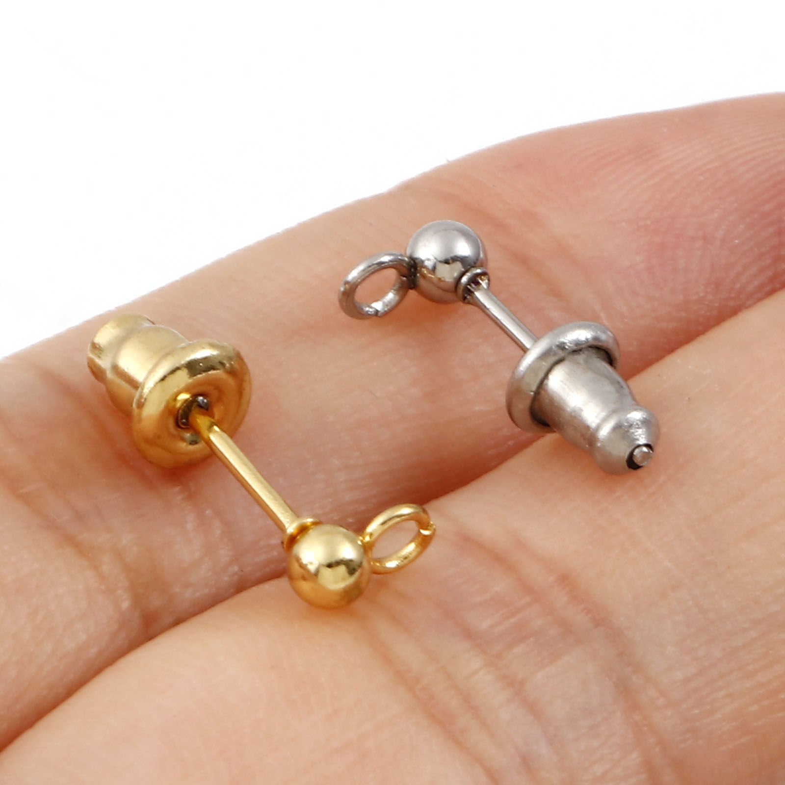 Bild von 304 Edelstahl Ohrstecker Ohrstecker für DIY Schmuckherstellung Zubehör 6mm x 3mm, Drahtstärke: (21 gauge), 10 Stück