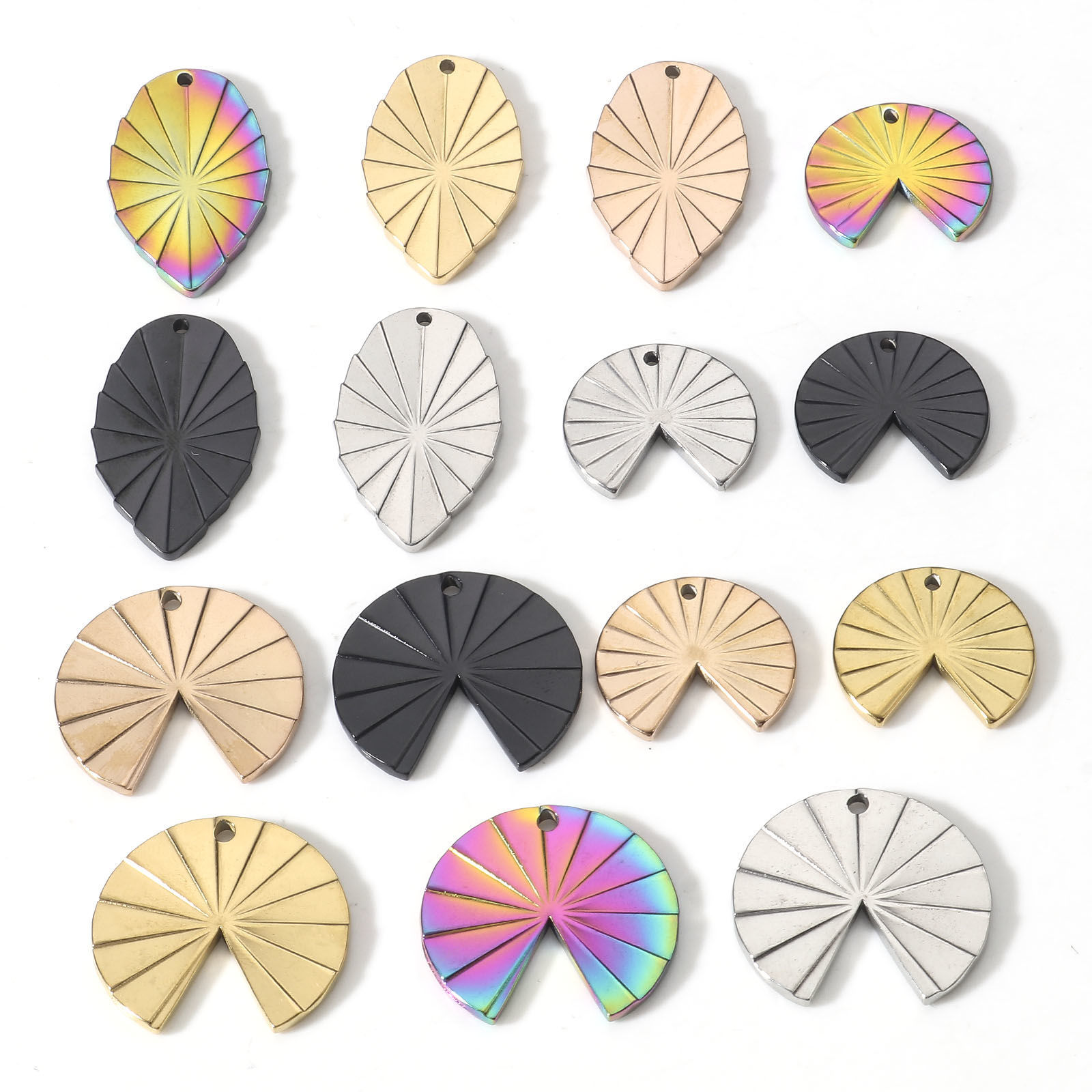 Picture of Eco-friendly Vacuum Plating 304 Stainless Steel Geometry Series Charms Geometric Texture