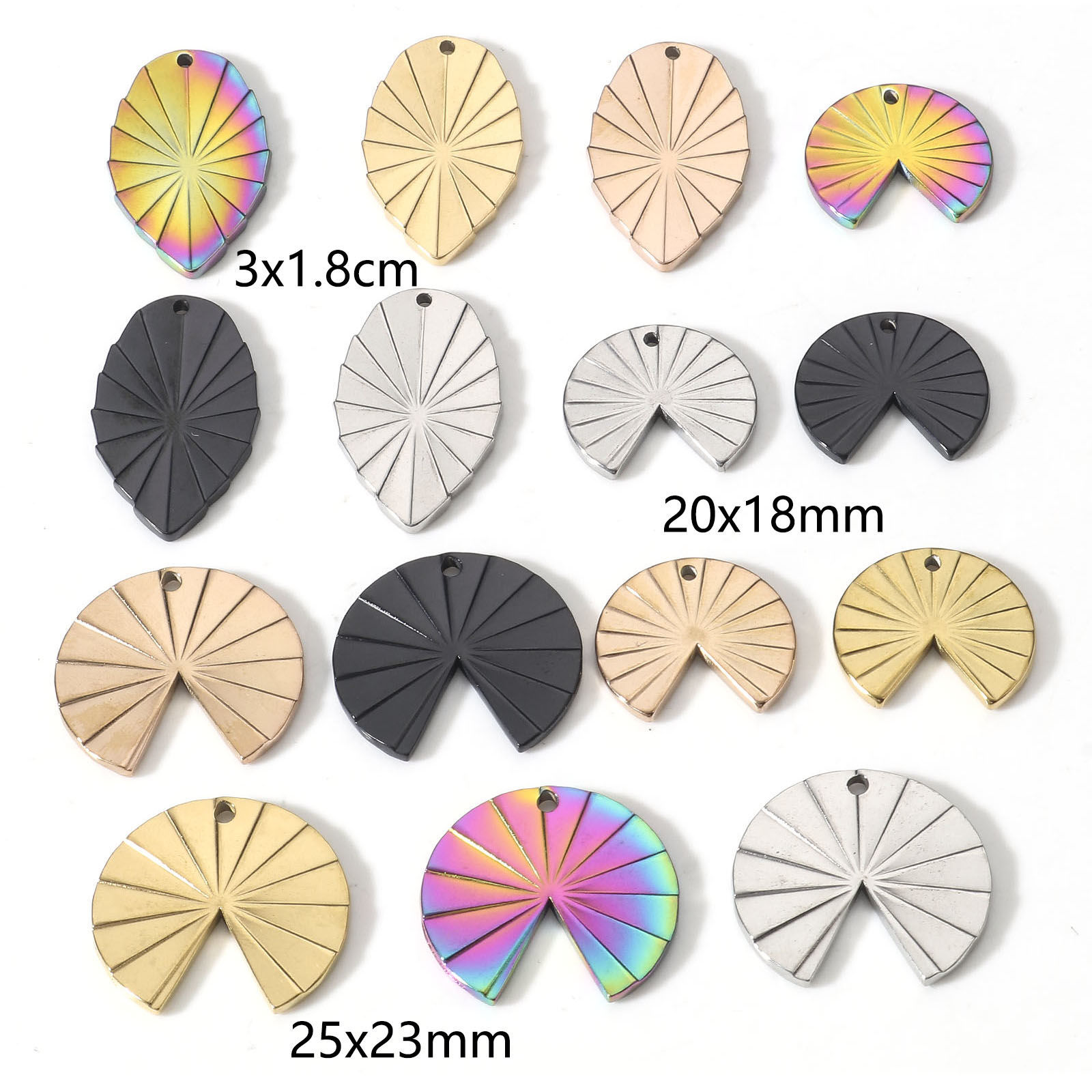 Picture of Eco-friendly Vacuum Plating 304 Stainless Steel Geometry Series Charms Geometric Texture