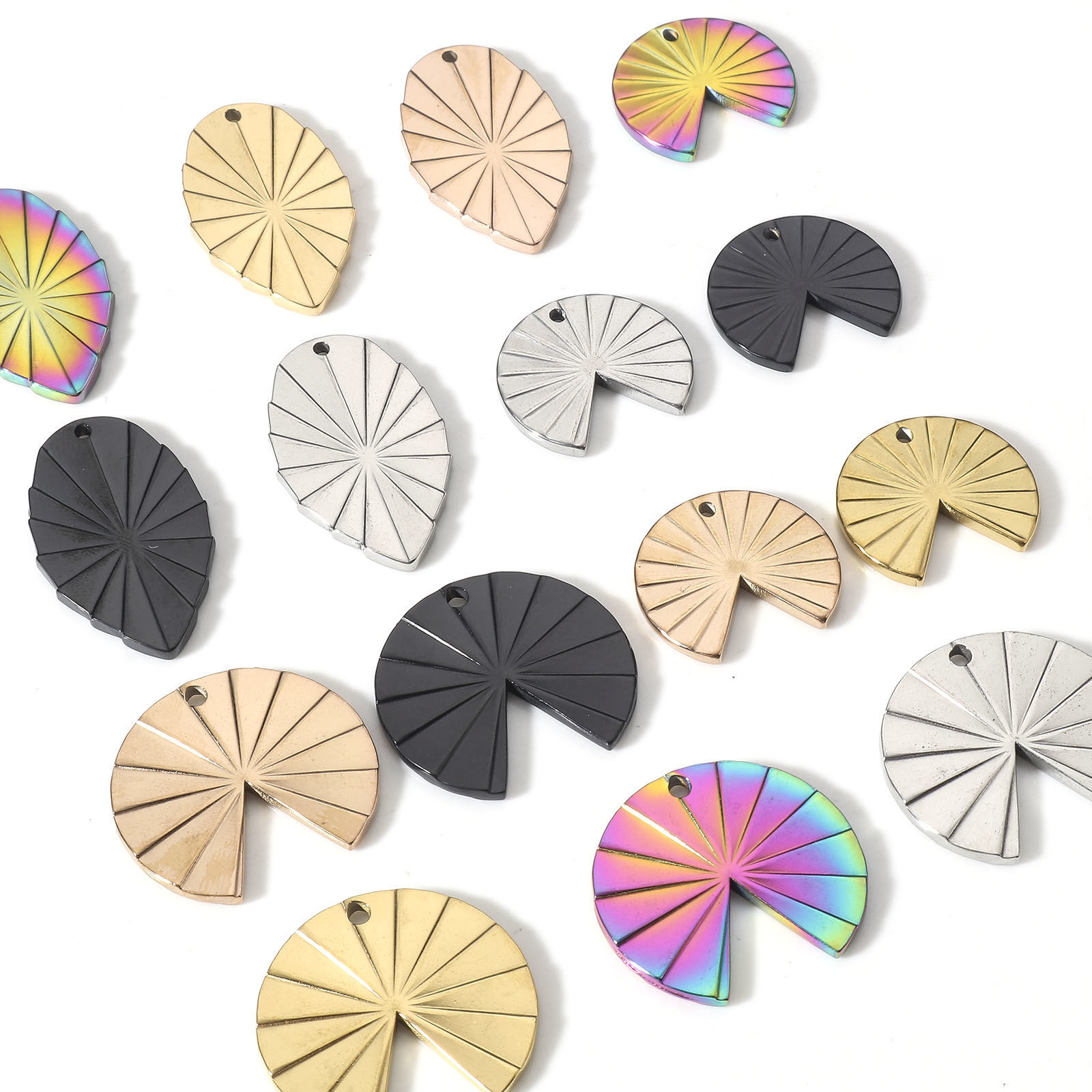 Picture of Eco-friendly Vacuum Plating 304 Stainless Steel Geometry Series Charms Geometric Texture