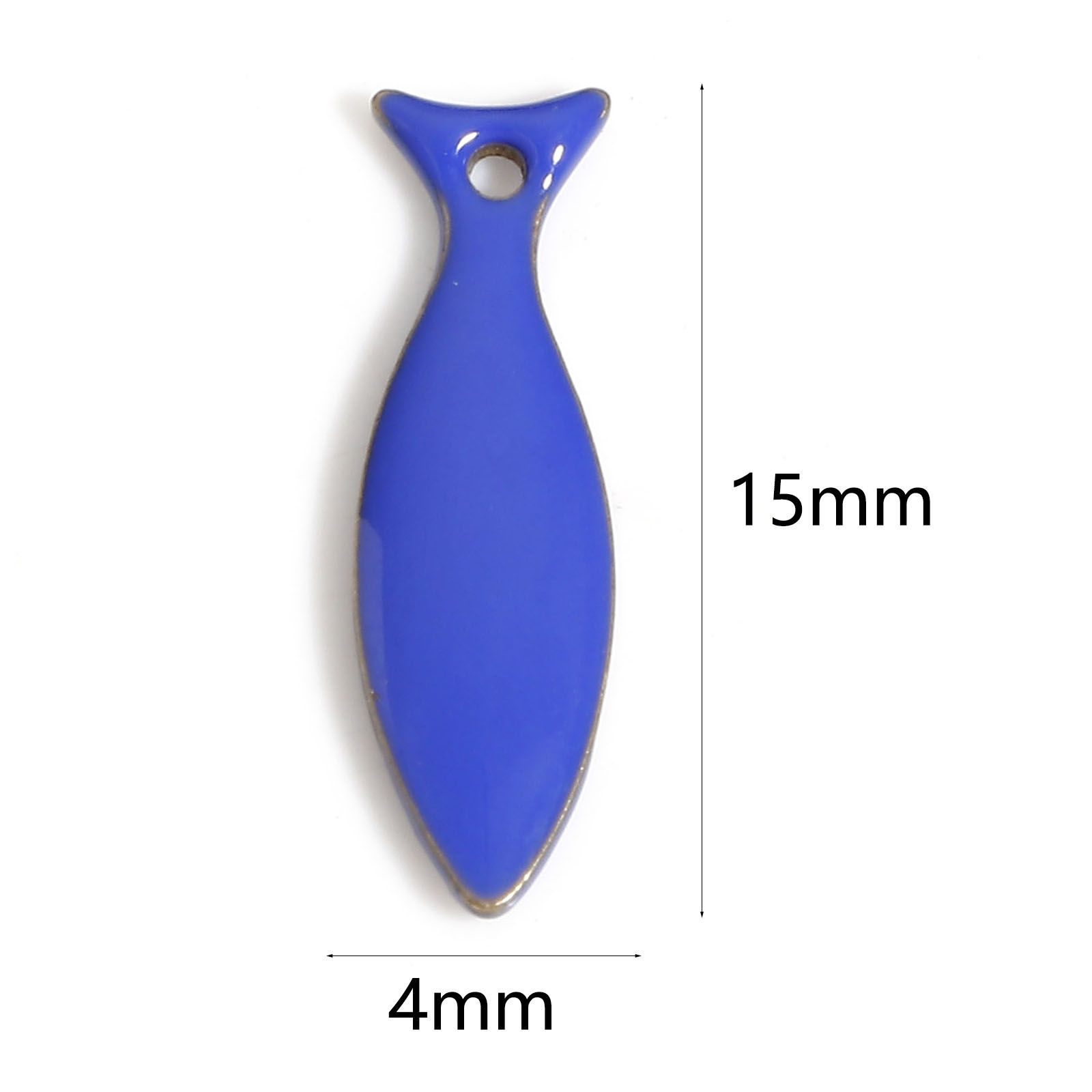 真鍮 エナメル スパンコール チャーム 真鍮色 多色 魚 エナメル 15mm x 4mm、 10 個 の画像
