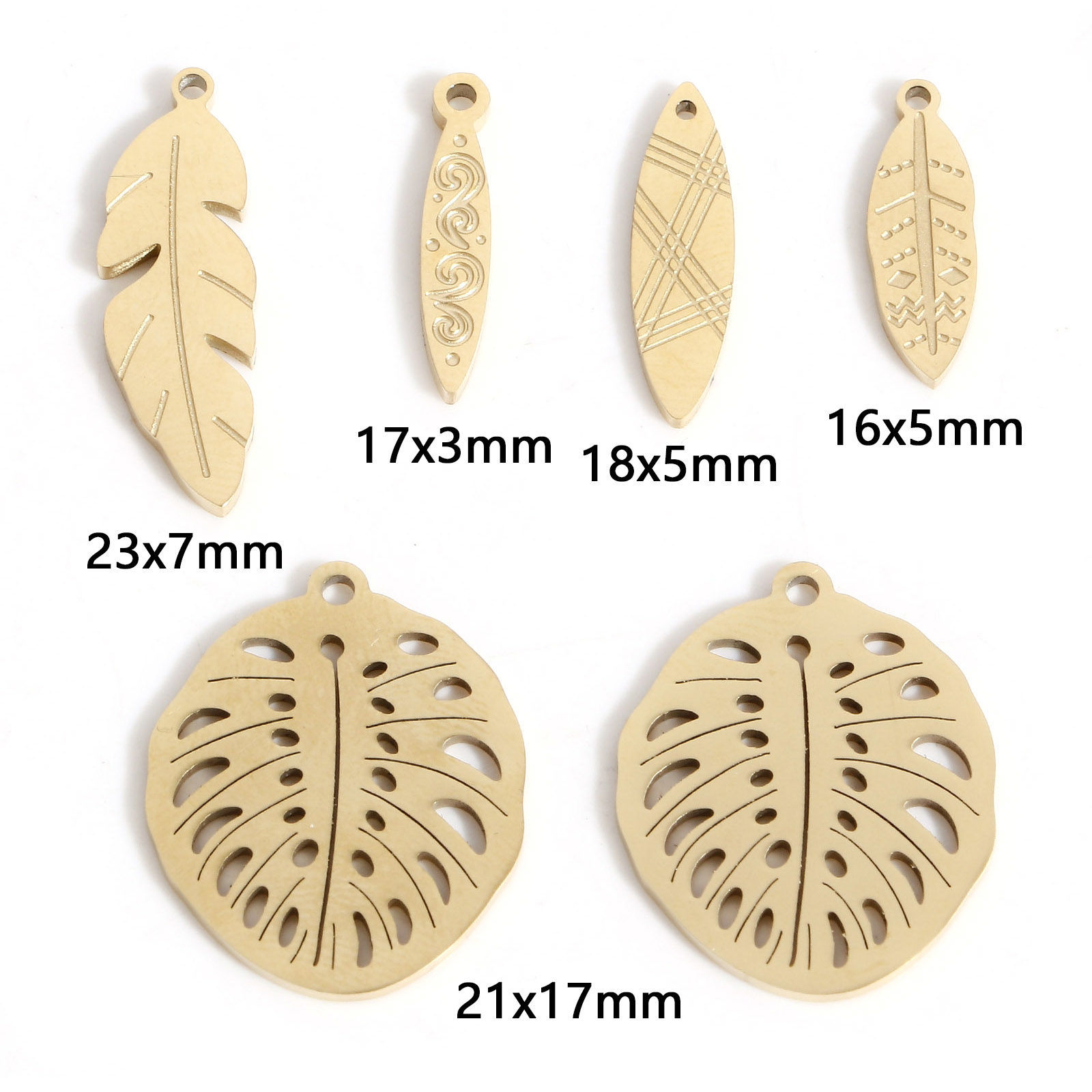 Picture of 316L Stainless Steel Simple Charms 18K Real Gold Plated Leaf