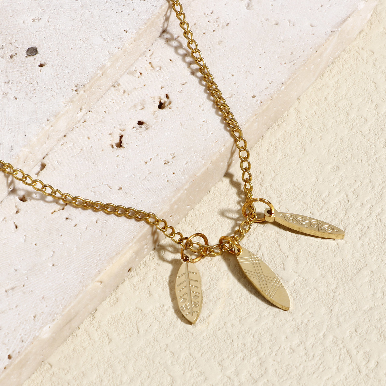 Picture of 316L Stainless Steel Simple Charms 18K Real Gold Plated Leaf