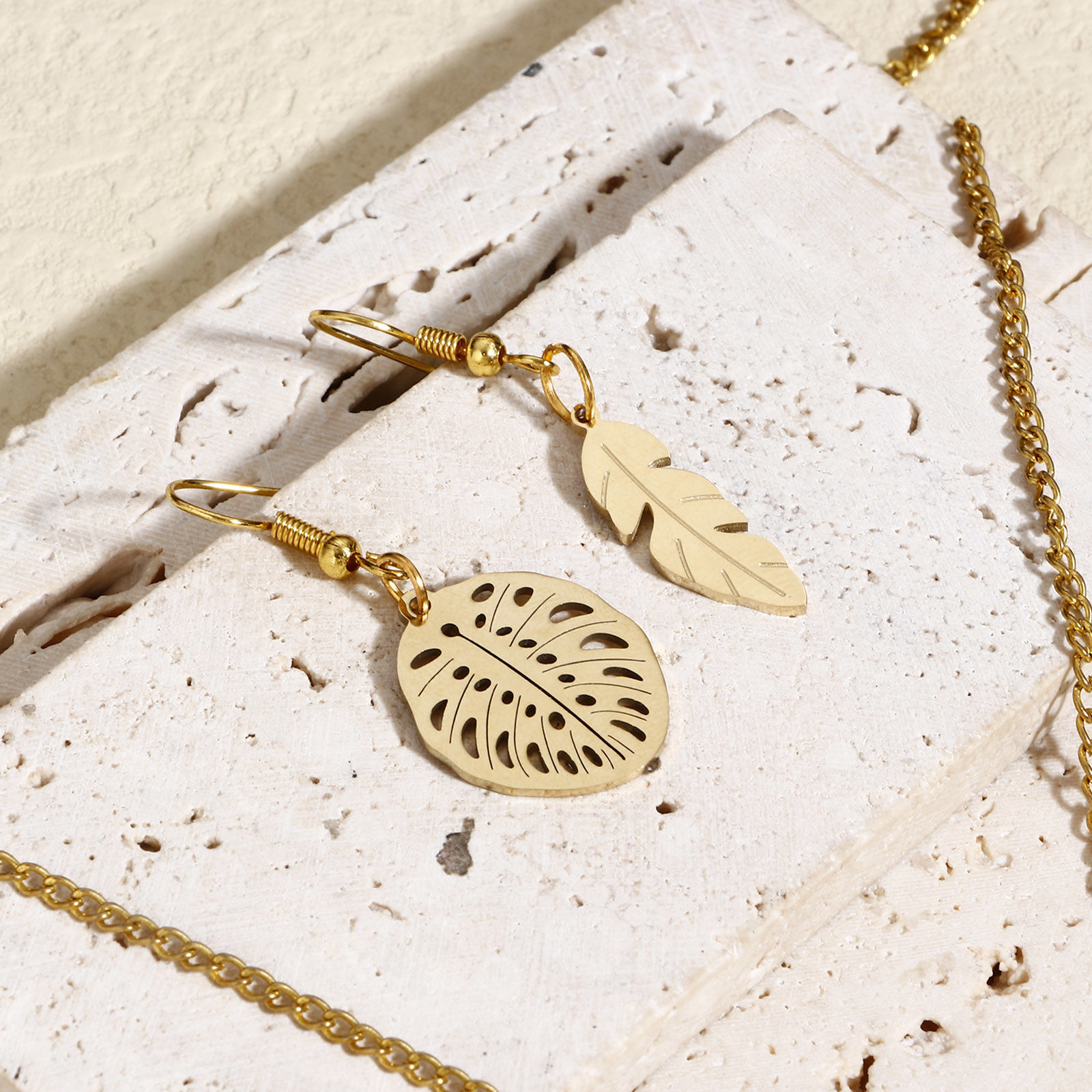 Picture of 316L Stainless Steel Simple Charms 18K Real Gold Plated Leaf