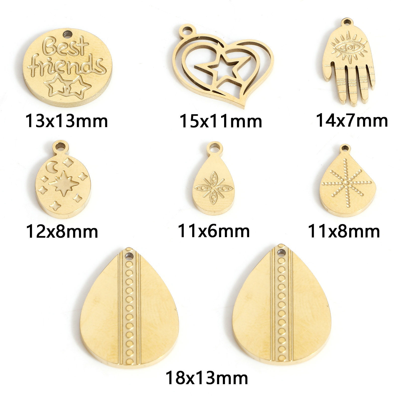 Picture of 316L Stainless Steel Geometric Charms 18K Real Gold Plated Drop Flower