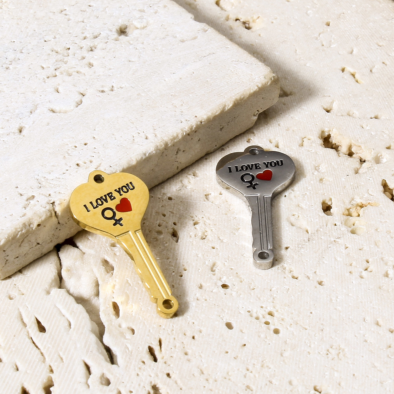 Bild von 1 Stück Vakuumbeschichtung 304 Edelstahl Valentinstag Steckverbinder Charms Anhänger Emaille
