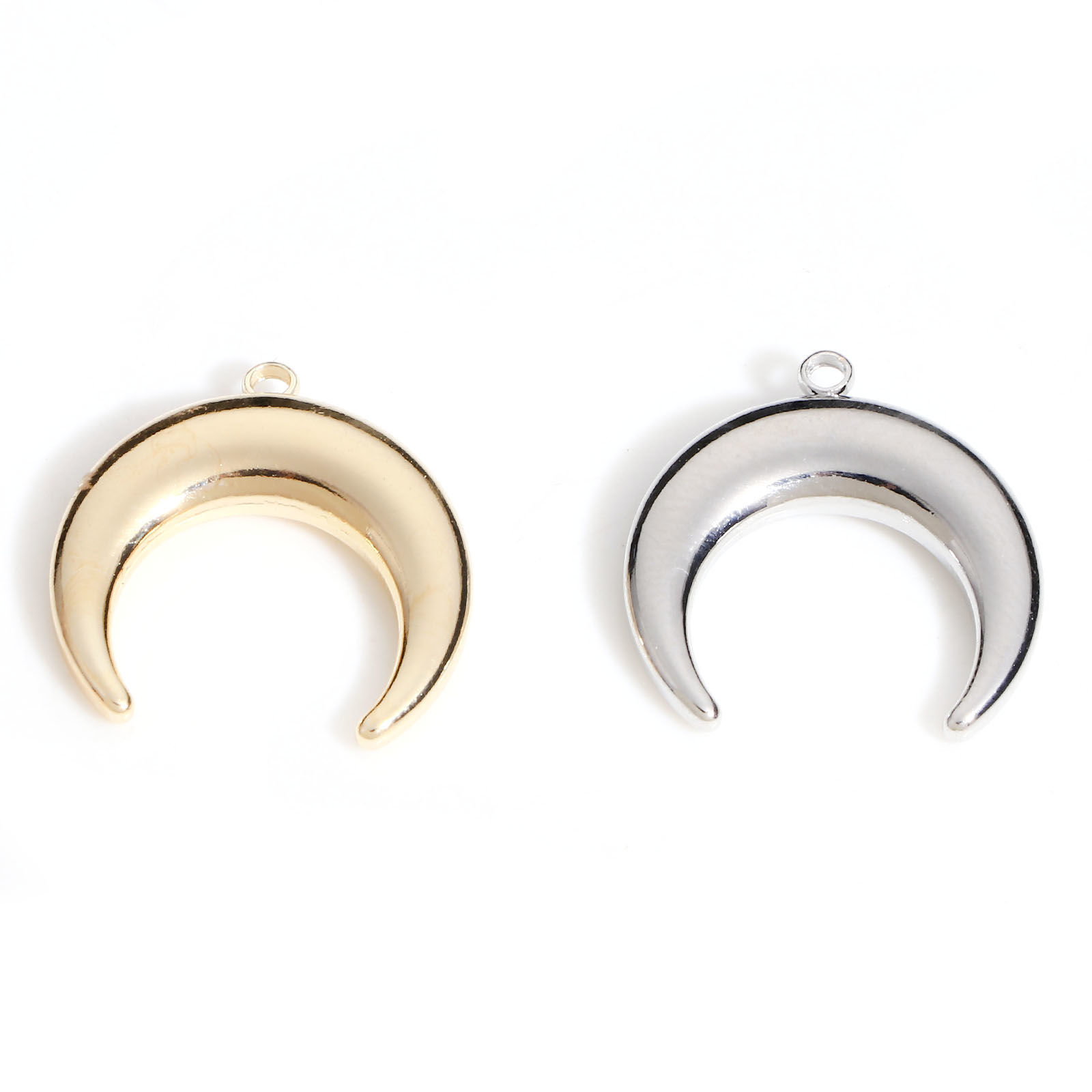 Picture of Brass Galaxy Charms Real Gold Plated Crescent Moon Double Horn 18mm x 18mm