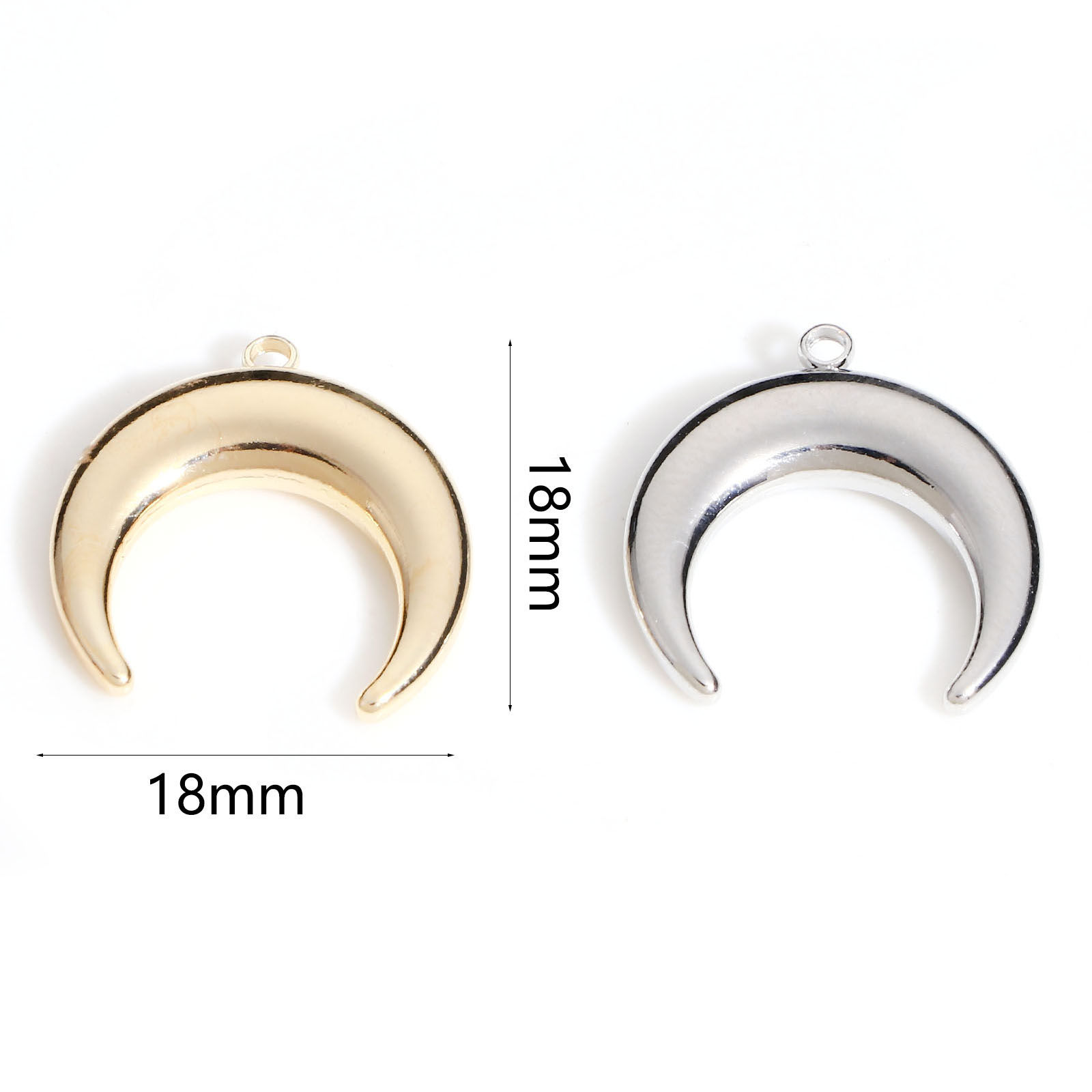 Picture of Brass Galaxy Charms Real Gold Plated Crescent Moon Double Horn 18mm x 18mm