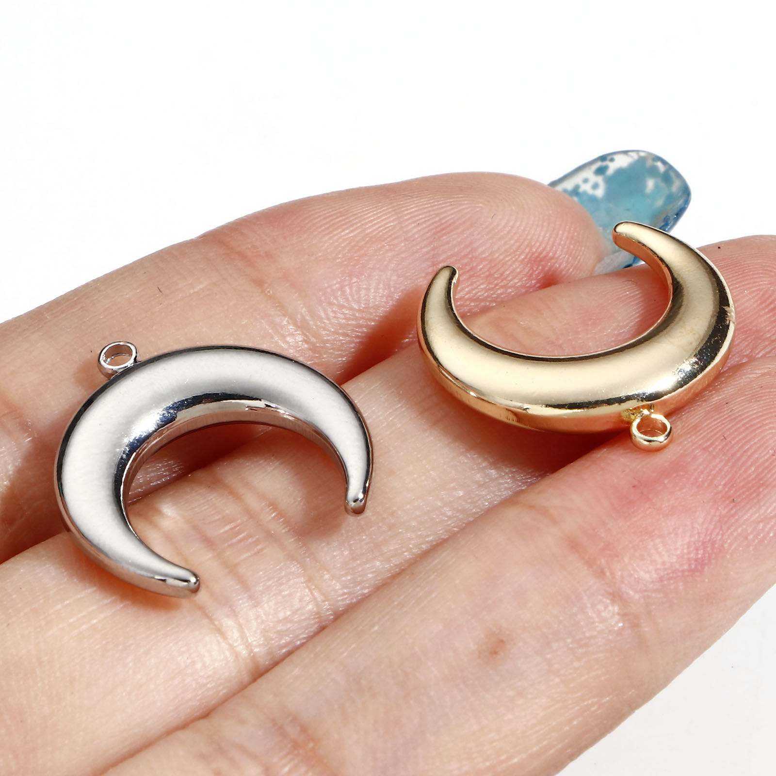 Picture of Brass Galaxy Charms Real Gold Plated Crescent Moon Double Horn 18mm x 18mm