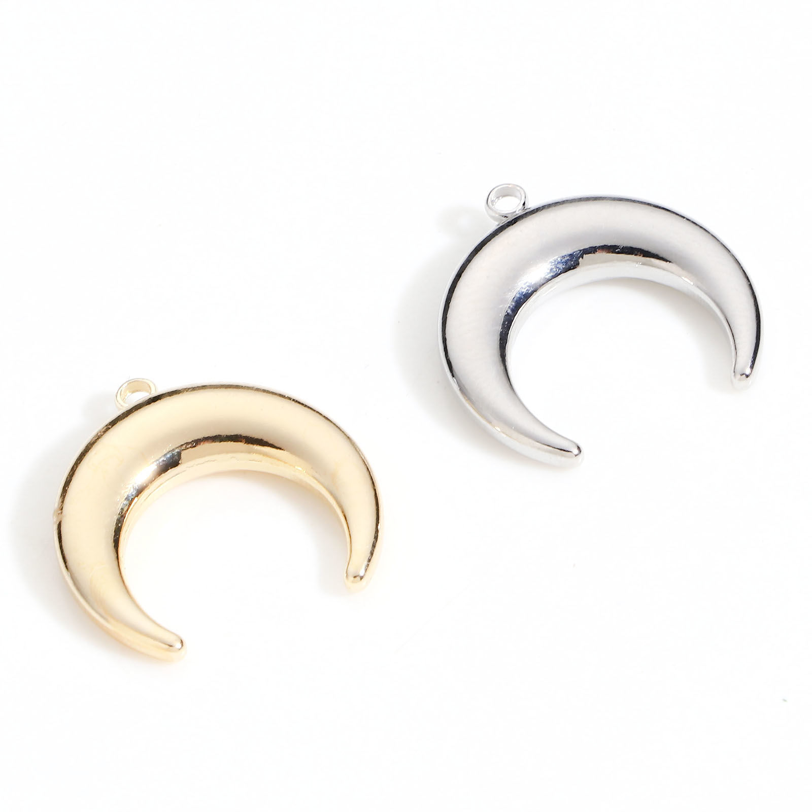 Picture of Brass Galaxy Charms Real Gold Plated Crescent Moon Double Horn 18mm x 18mm