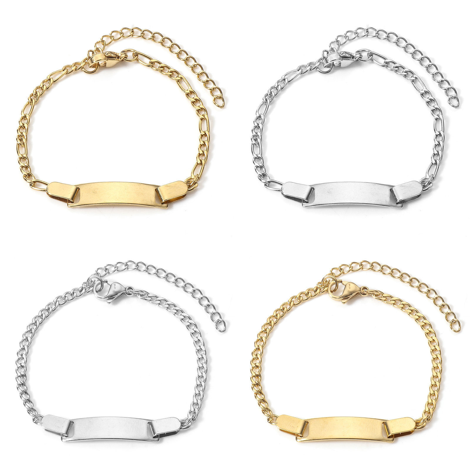 Image de BraceletsÉtiquettes d'Estampage Vierges en 304 Acier Inoxydable Pour Enfants 15.5cm long, 1 Pièce