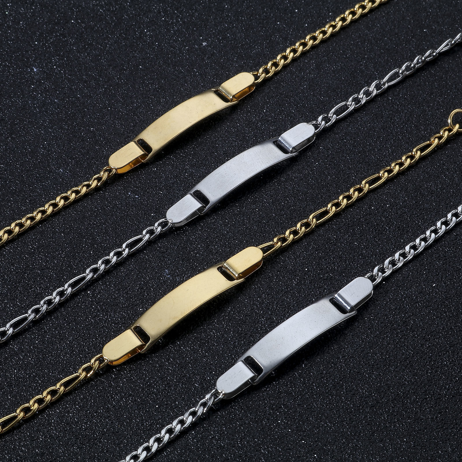 Image de BraceletsÉtiquettes d'Estampage Vierges en 304 Acier Inoxydable Pour Enfants 15.5cm long, 1 Pièce