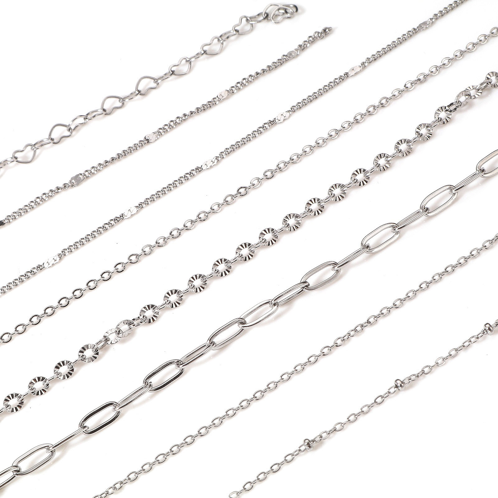 Picture of 304 Stainless Steel Link Chain For Handmade DIY Jewelry Making Findings Silver Tone 1 Roll (Approx 3 M/Roll)