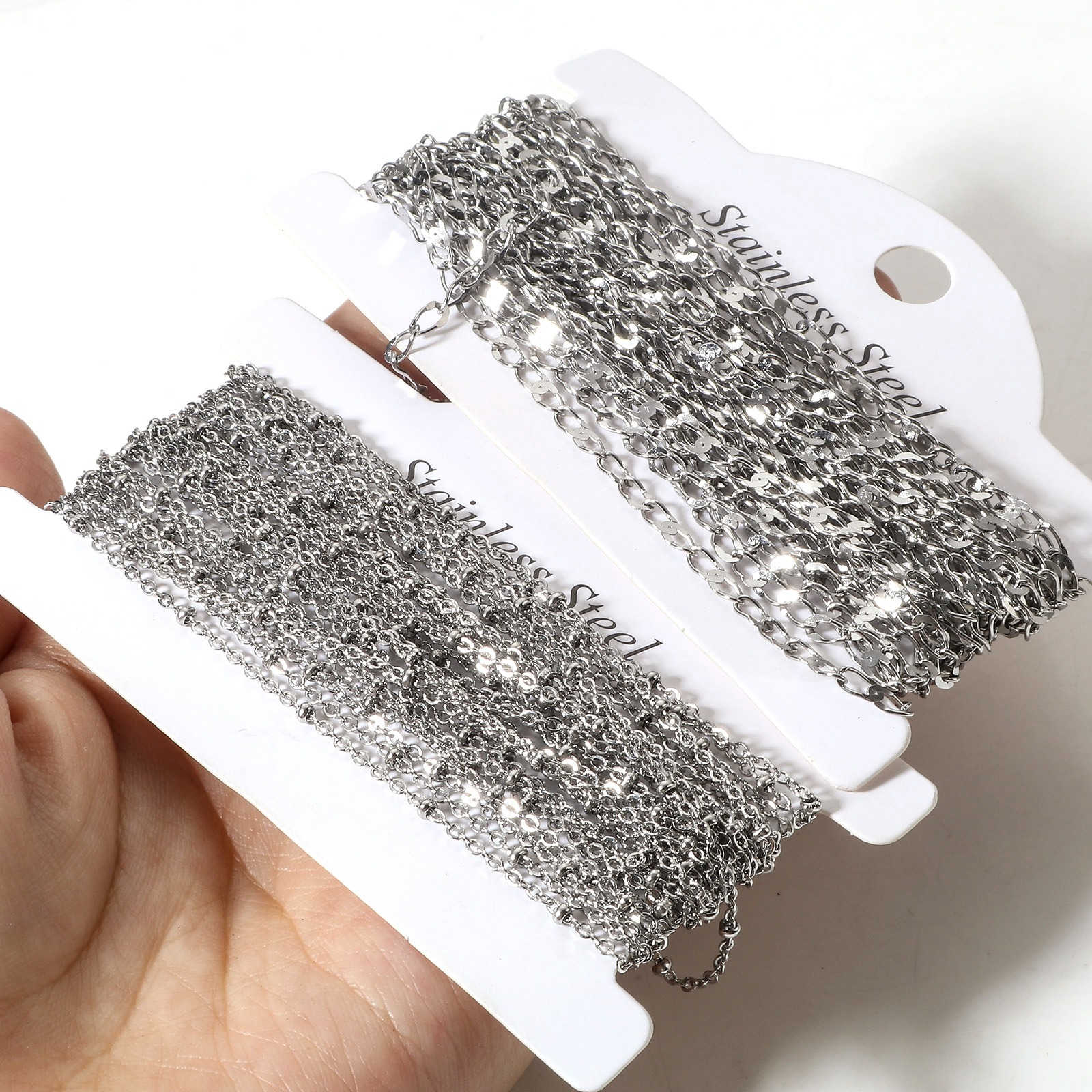 Bild von 304 Edelstahl Schmuckkette Kette Für handgefertigte Schmuckherstellung Silberfarbe 1 Rolle (ca. 5 M/Rolle)
